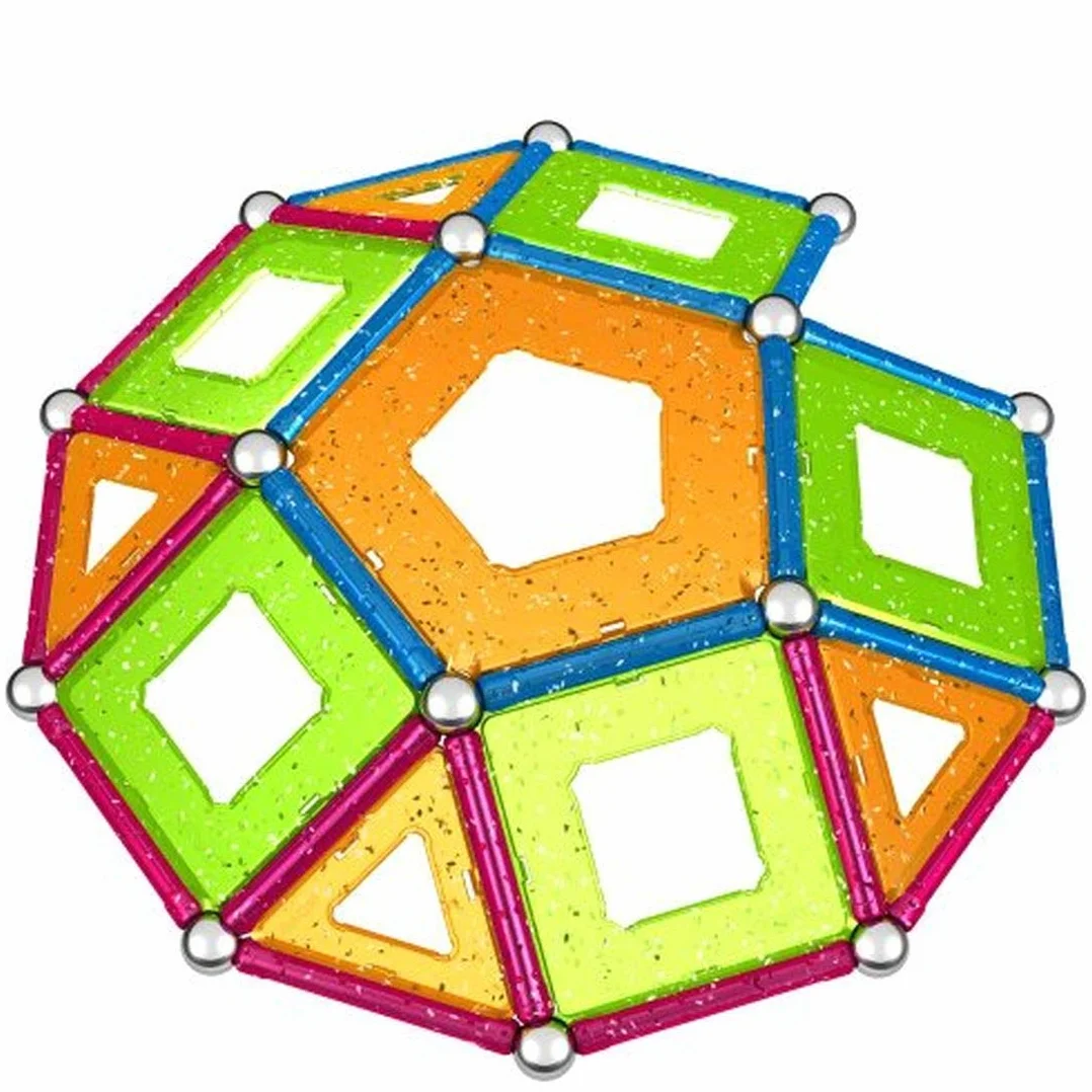 Geomag Classic Glitter 68 Pièces Jeu Construction Magnétique Pailleté Enfants 3-4 Ans Fabrication Suisse