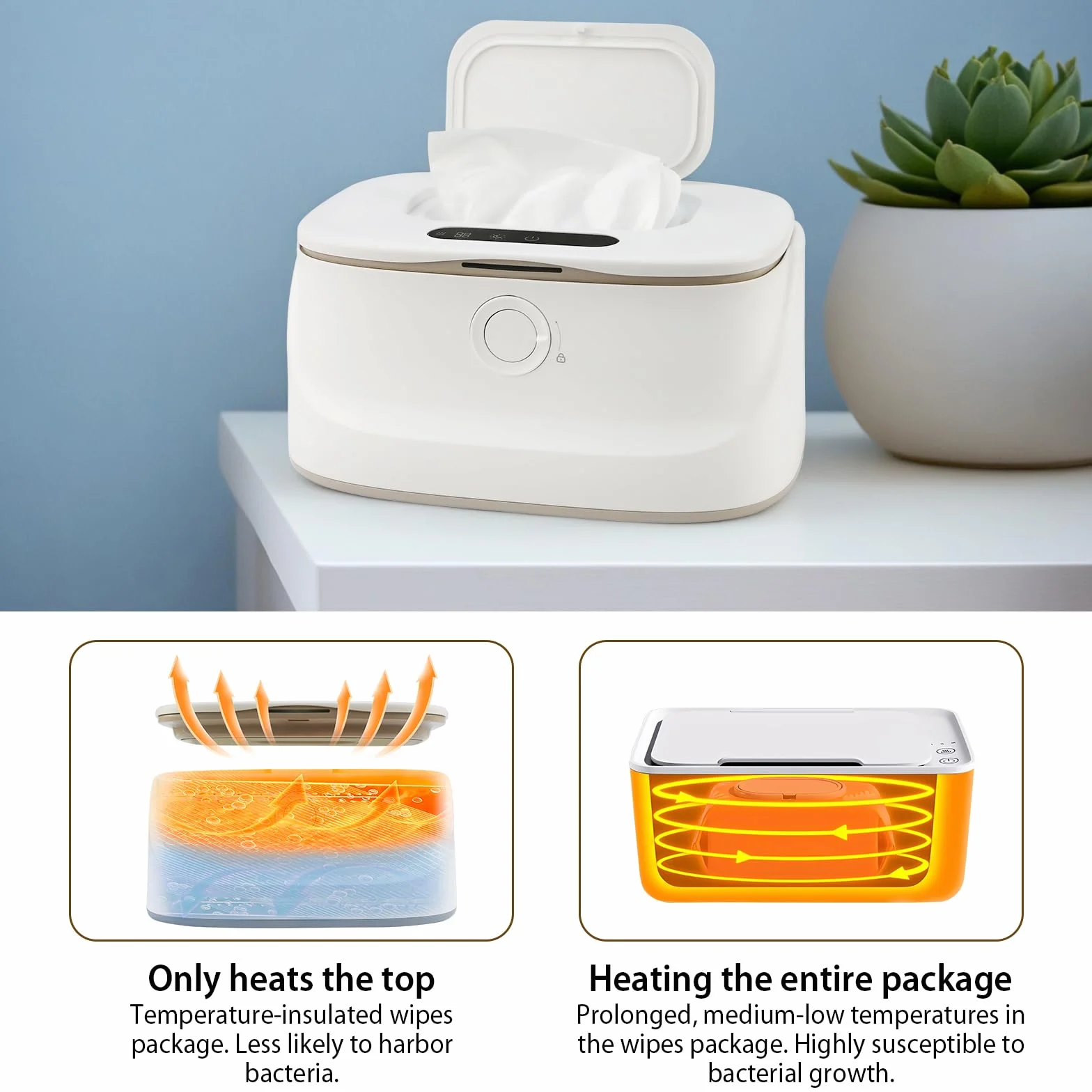 Chauffe-lingettes bébé 3 températures veilleuses chauffage rapide USB portable