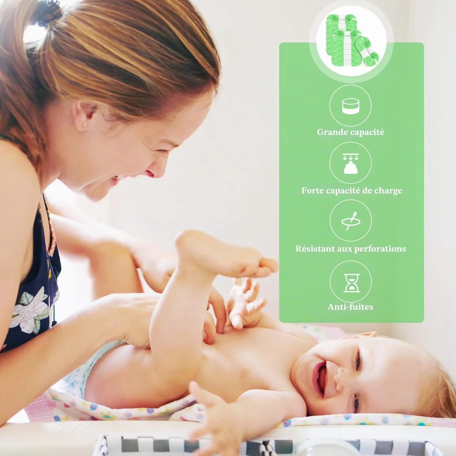 GIBOHOM Lot de 12 Recharge Poubelle à Couches, Antibactérien Anti-odeurs Compatible Tommee Tippee
