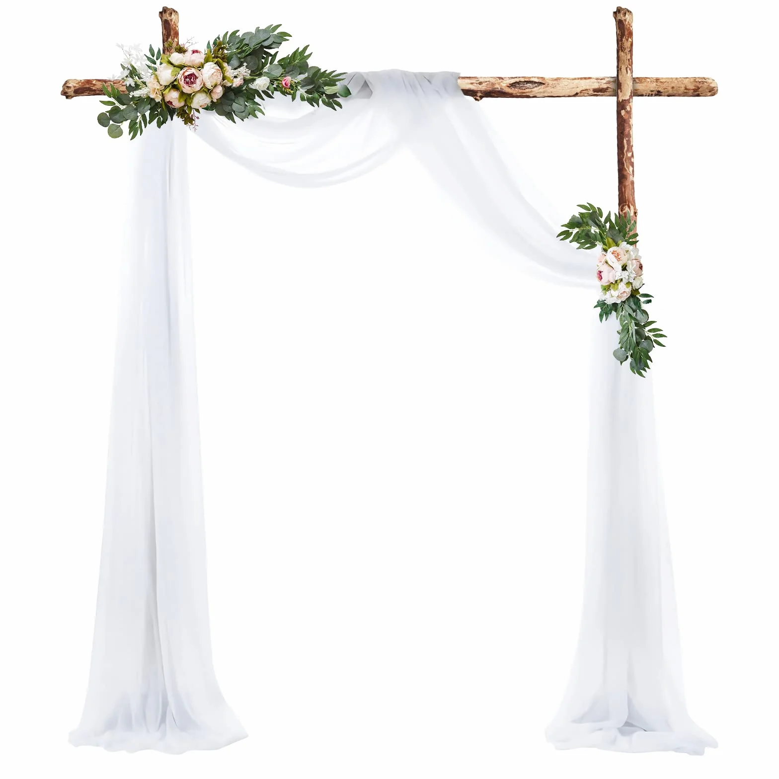 Rideau en Tulle Blanc 75 x 600 cm Tenture Arche Mariage Tissu Mousseline de Soie Blanche Décoration Mariage