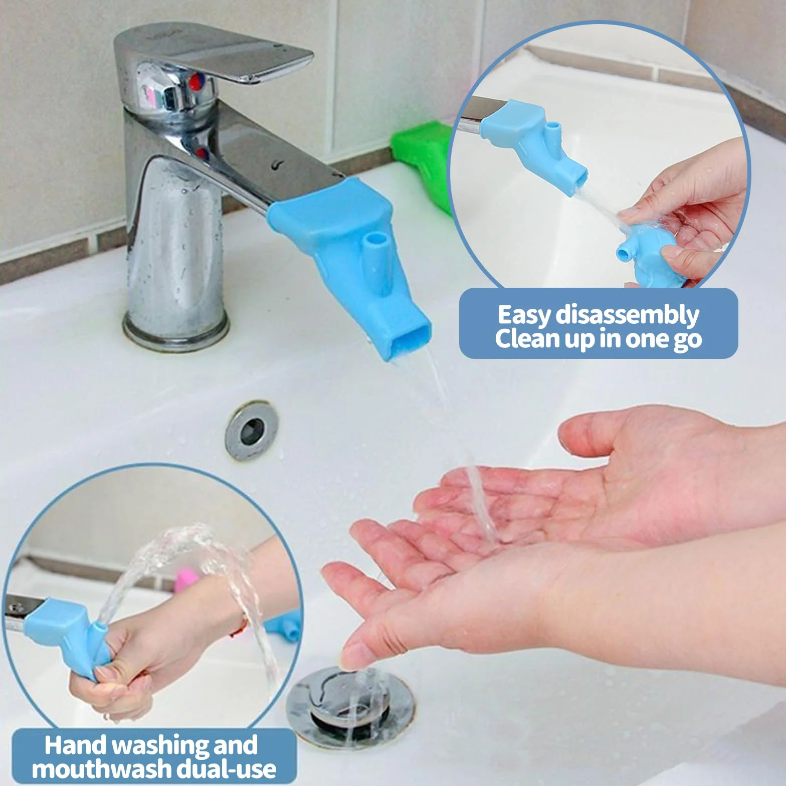 Rallonge Robinet Enfant 6 Pièces Silicone Alimentaire Bébé Lavage Mains Visage