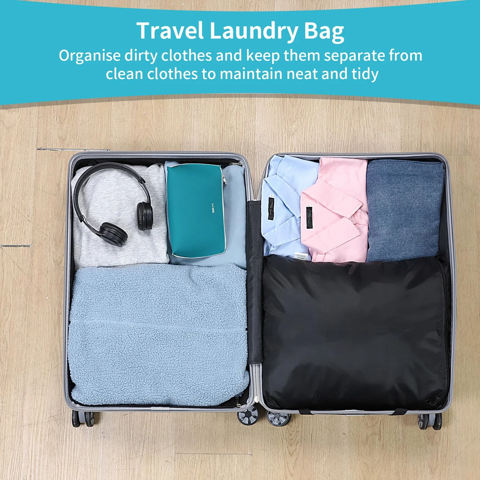 Sac Linge Sale Voyage Pliable Imperméable 30x40CM Lot de 2 avec Poignée Sac de Rangement pour Vêtements