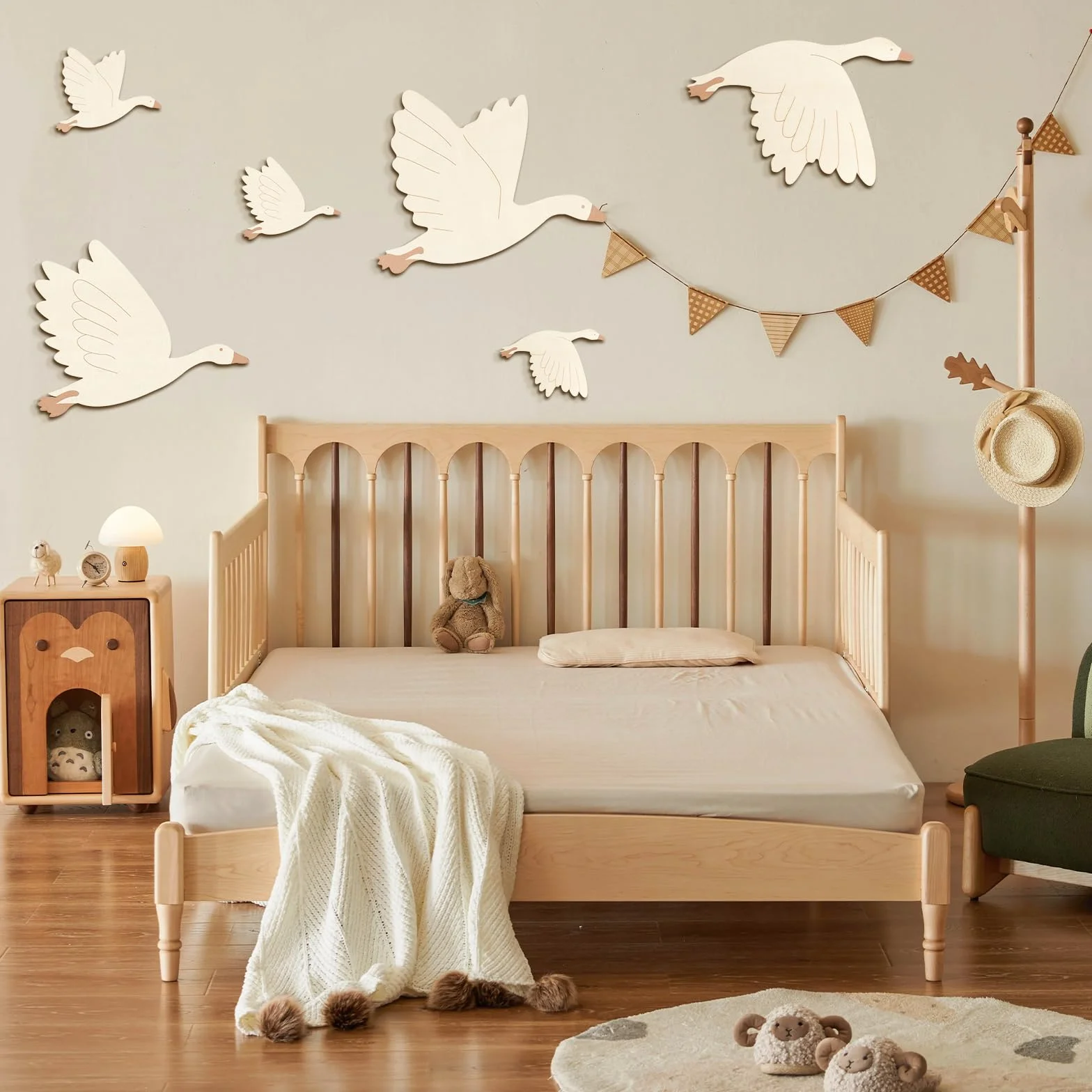 Sticker Mural Enfant Cygne Décorations Muraux Chambre Enfant Ensemble DIY Bois Adhésifs Forts