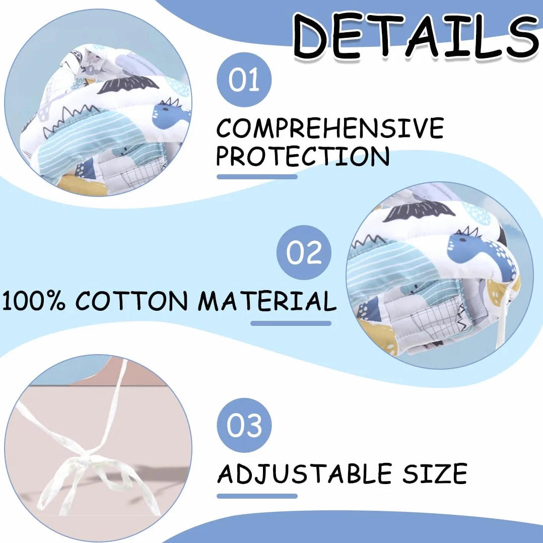 Casque de protection antichoc pour bébé en coton ajustable et respirant