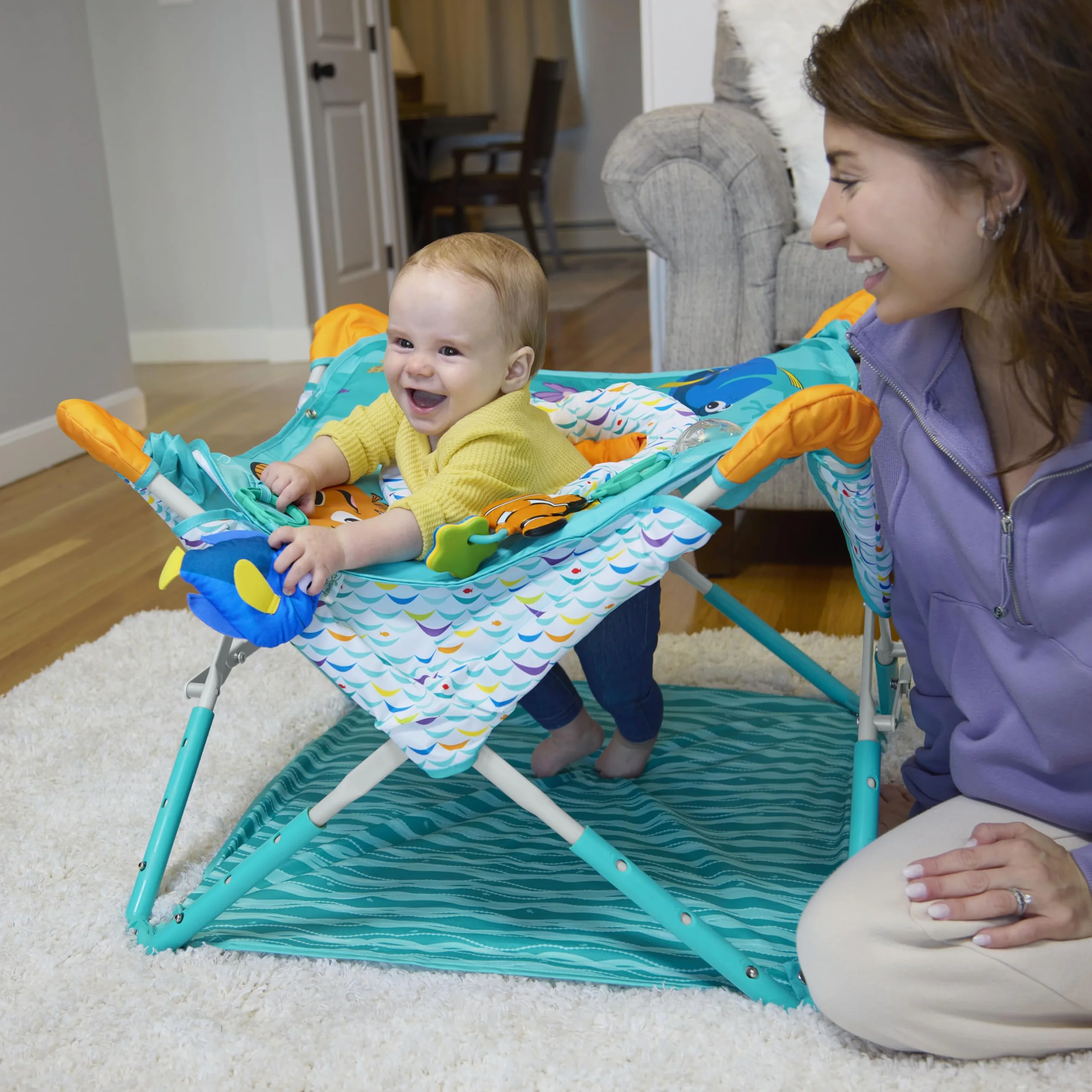 Bright Starts Centre d'Activités Pliable Disney Nemo Pop 'N Jump - Intérieur/Extérieur, Portable, 6 Mois+