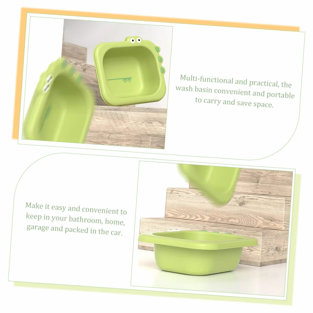 Bassines pour Bébé en Plastique Lot de 2, Lavabos Portables Design Cartoon