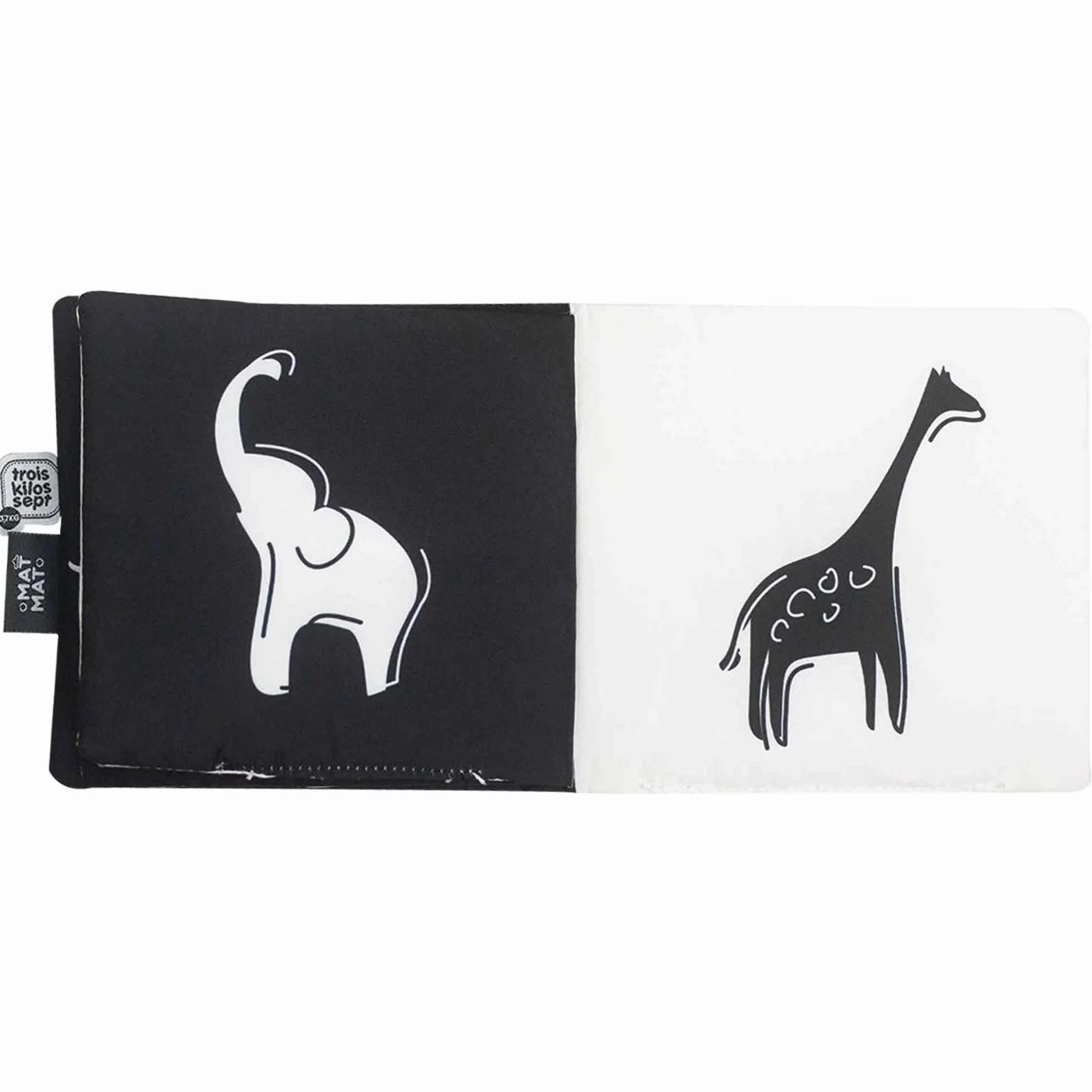 Livre d'éveil Noir et Blanc en Tissu pour bébé 15 cm x 15 cm