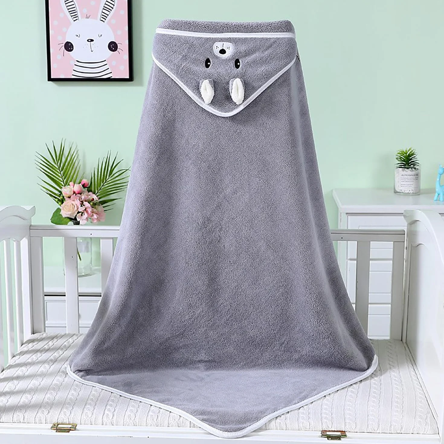 Serviette Éponge Bébé 80x80cm 3Pcs Peluche Corail Absorption Forte