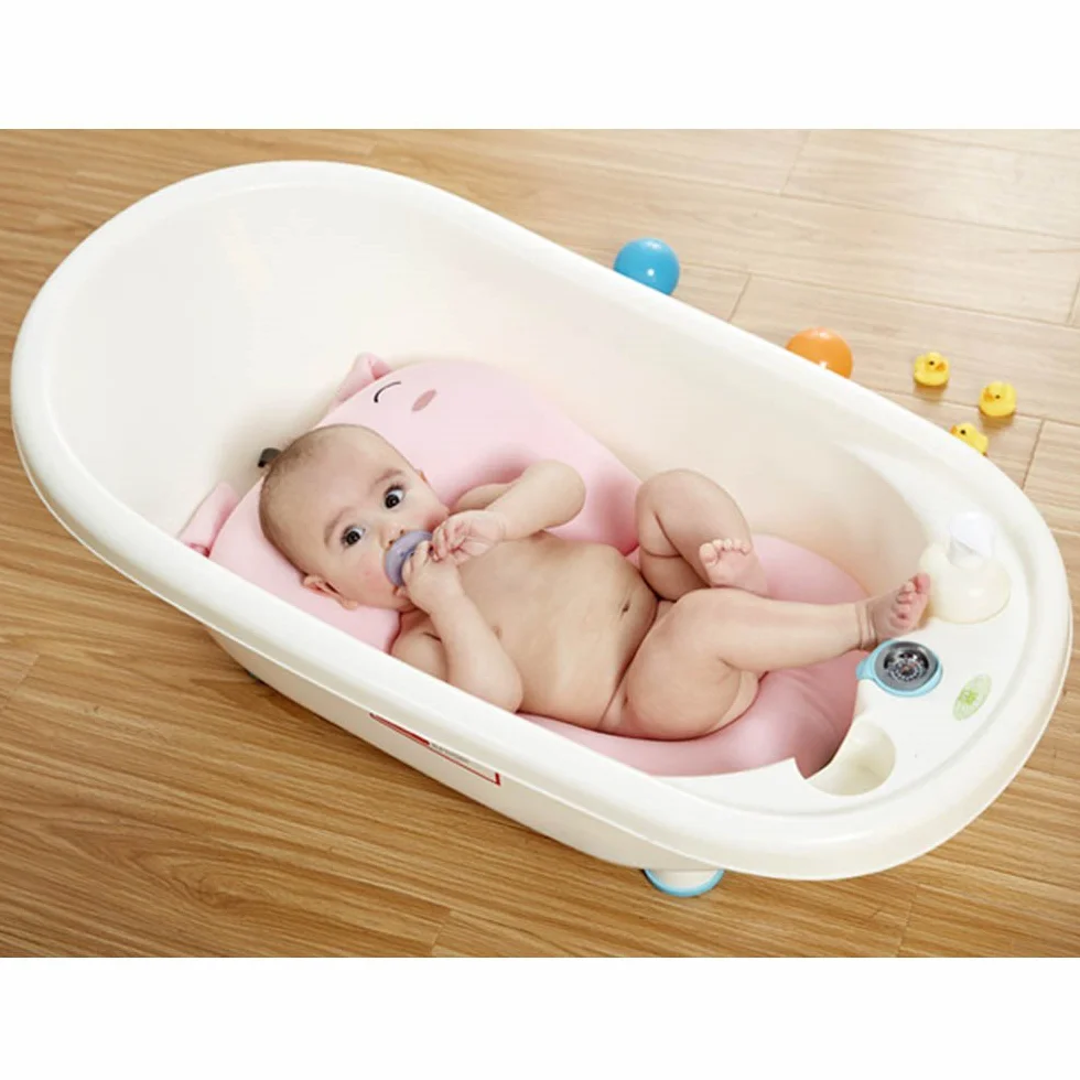 Tapis de bain bébé nouveau-né pliable coussin siège de baignoire rose