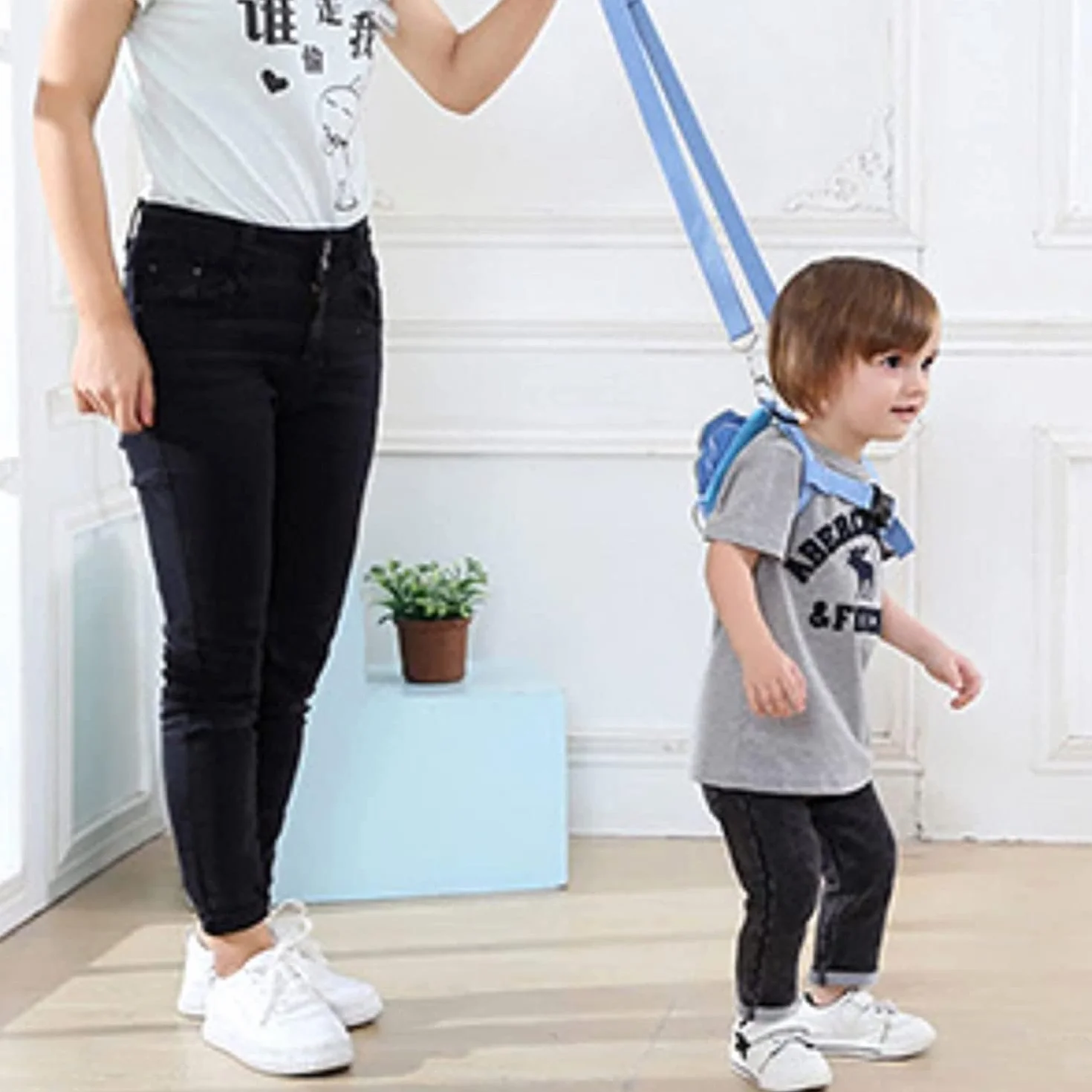 Laisse 3 en 1 pour enfant Anti-perte Harnais de course avec poignet de sécurité Motif éléphant