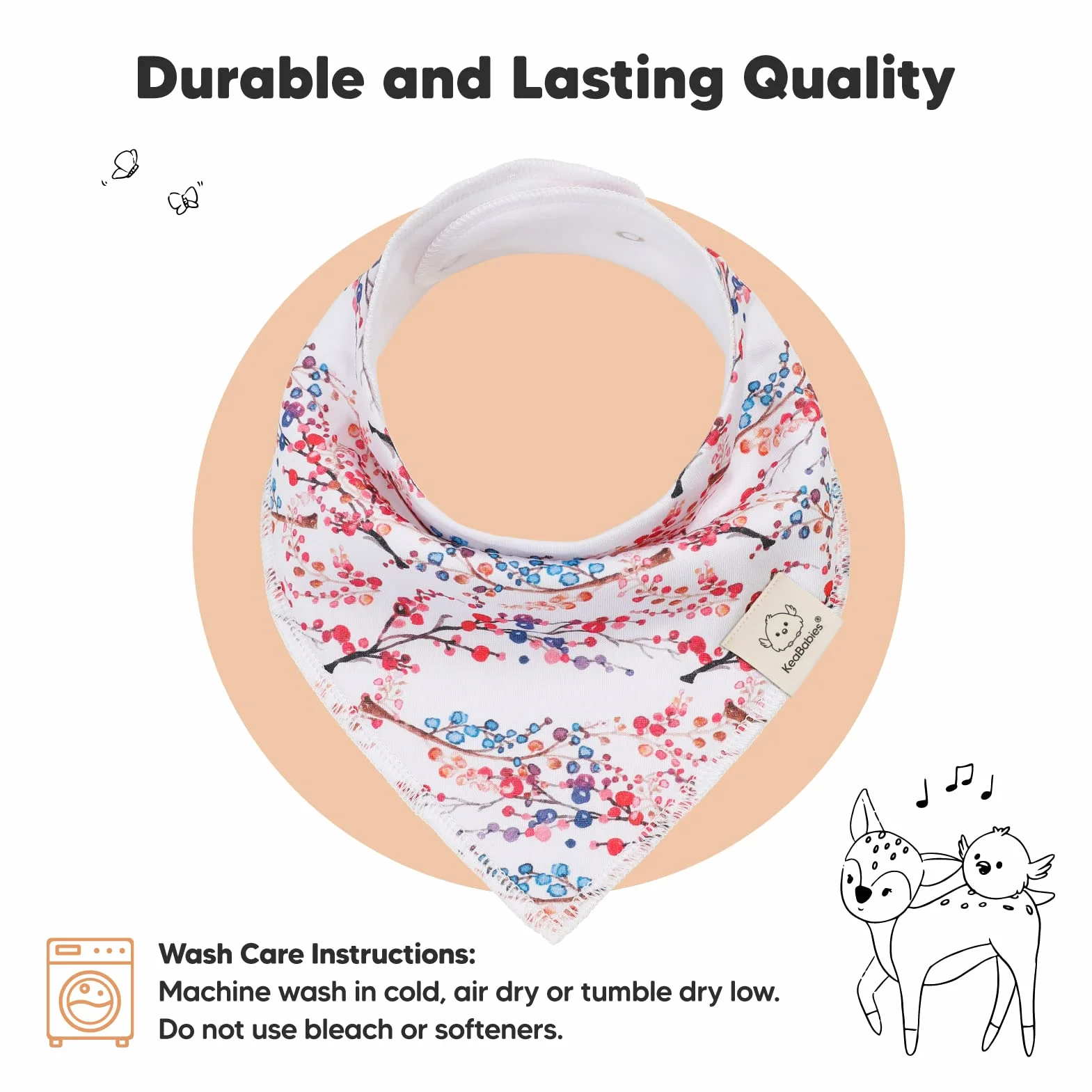 KeaBabies Bavoir bandana bébé coton bio absorbant fille