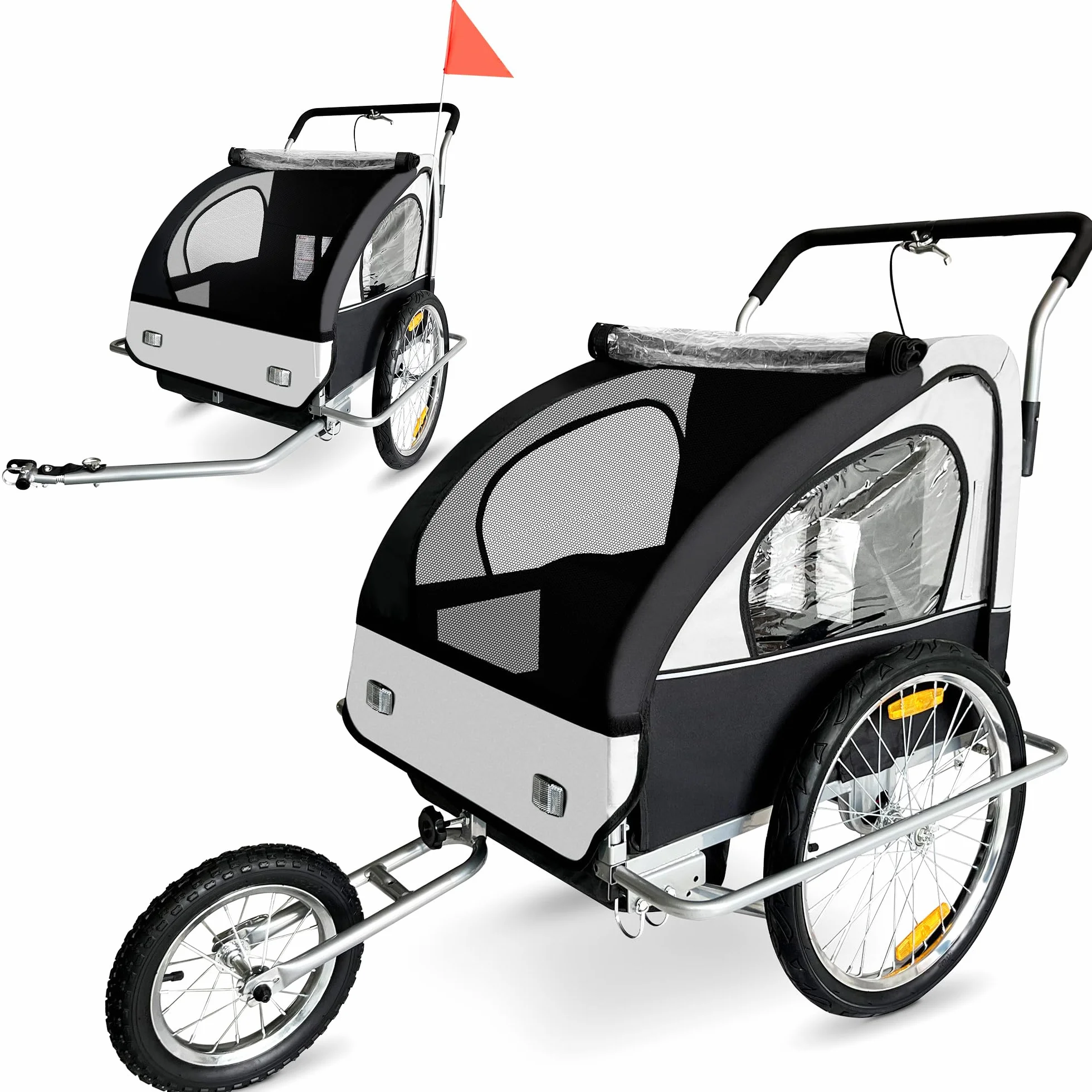 CONVERTIBLE JOGGER REMORQUE VELO 2EN1 JUSQU'A 2 ENFANTS AMORTISSEUR