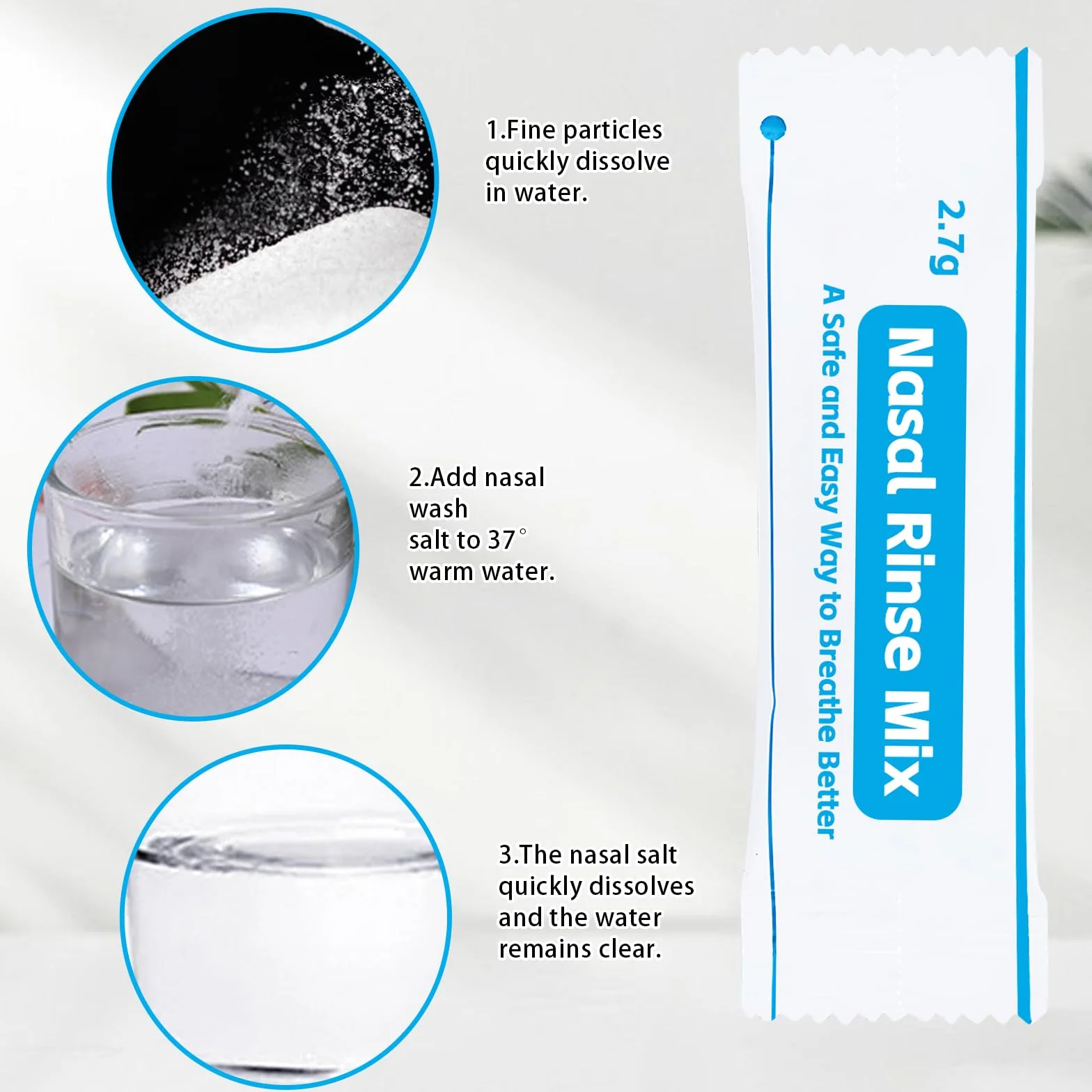 160 Petits Sacs Sachets Sel Nasal 2.7g Rinçage Sinus Irrigation Nasale