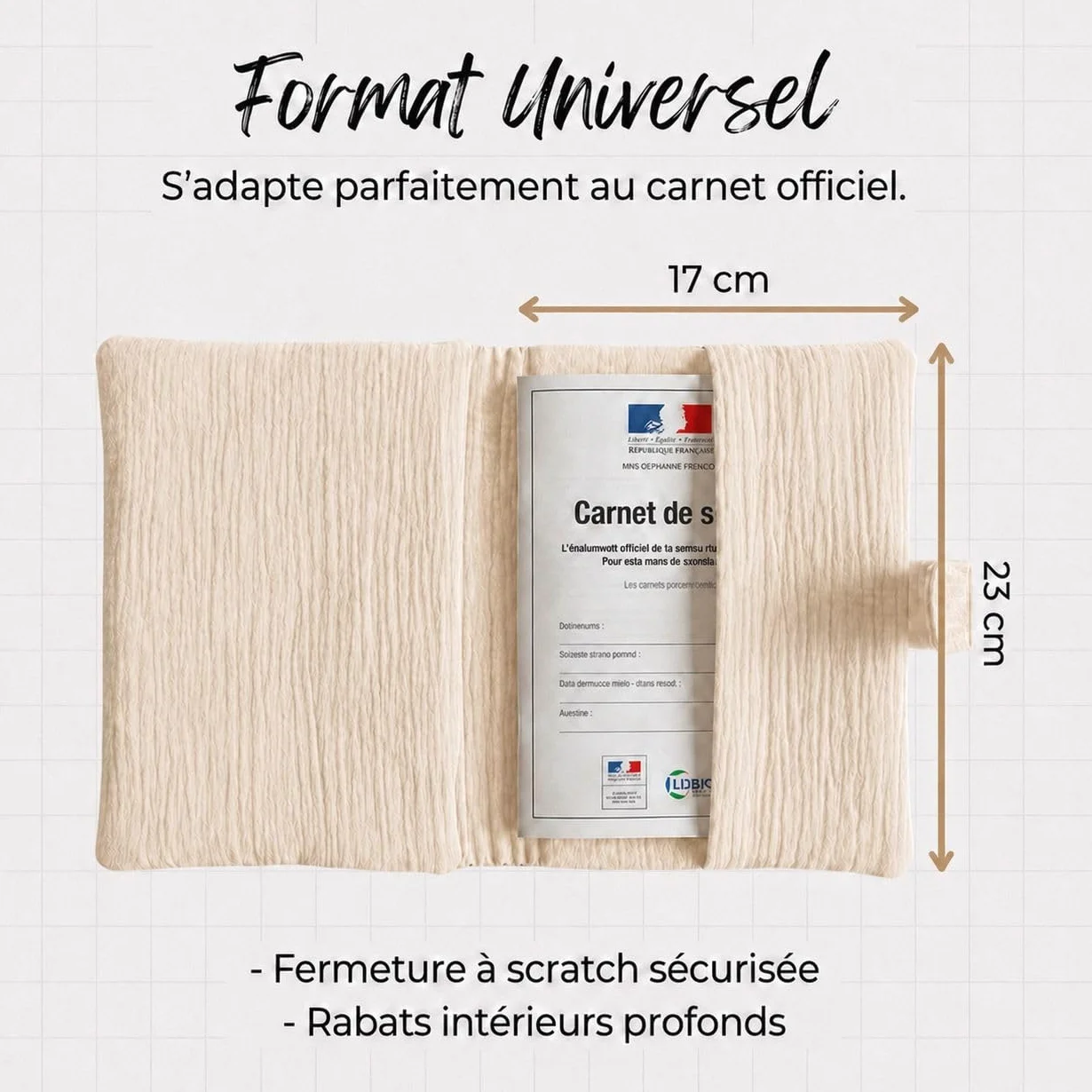 Protège Carnet de Santé Personnalisé Bébé – Prénom Personnalisable – Cadeau Naissance Original – Fabriqué en France – Beige