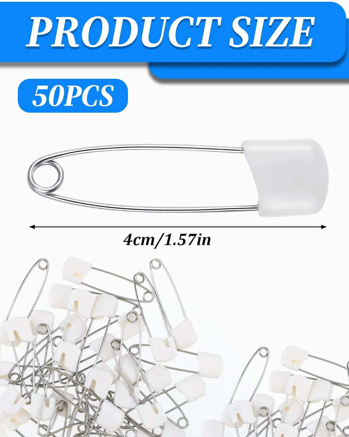 Épingles de Sûreté Bébé 40mm Plastique 50 Pcs pour Couches en Tissu