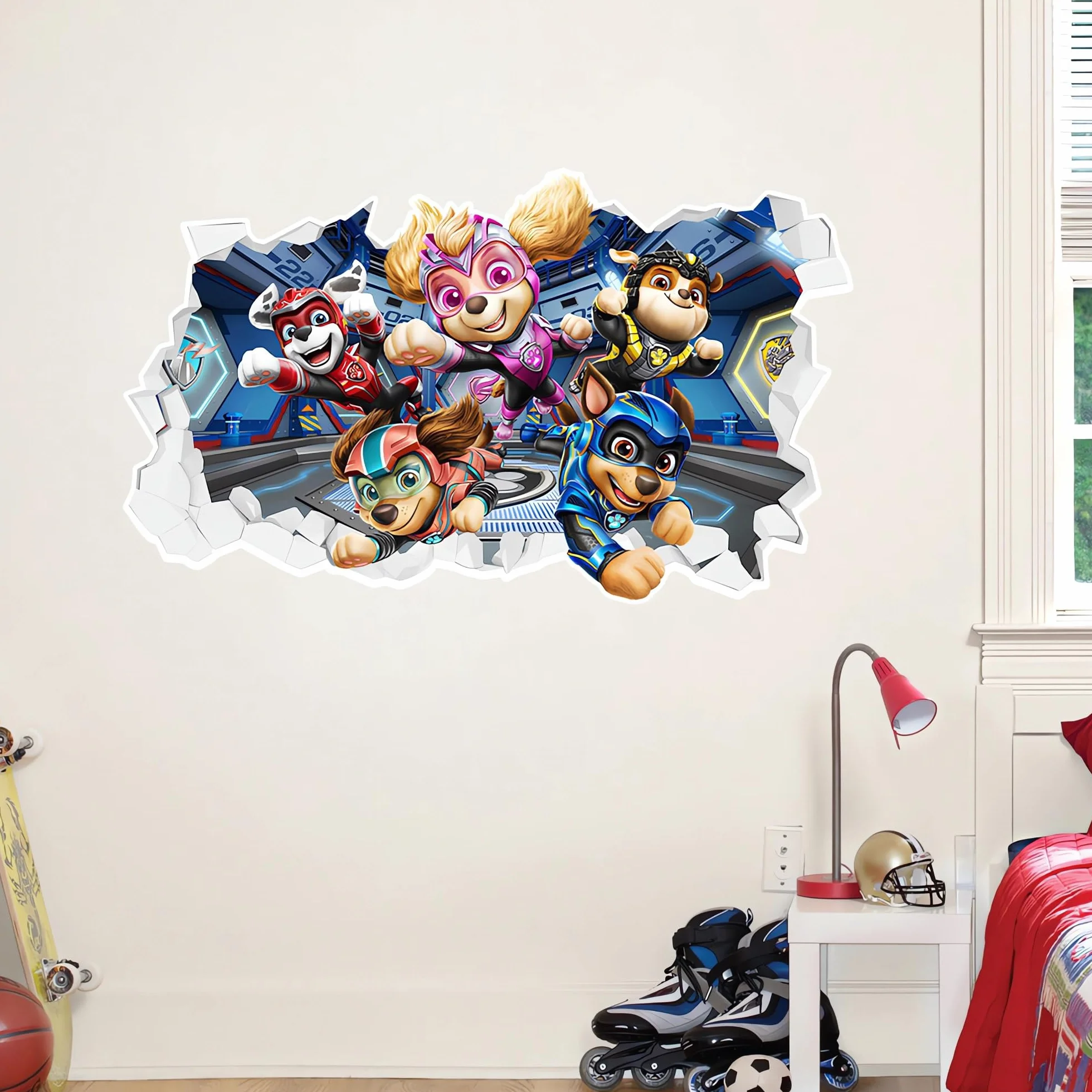 Autocollant mural 3D Pat' Patrouille décoration murale pour chambre d'enfant
