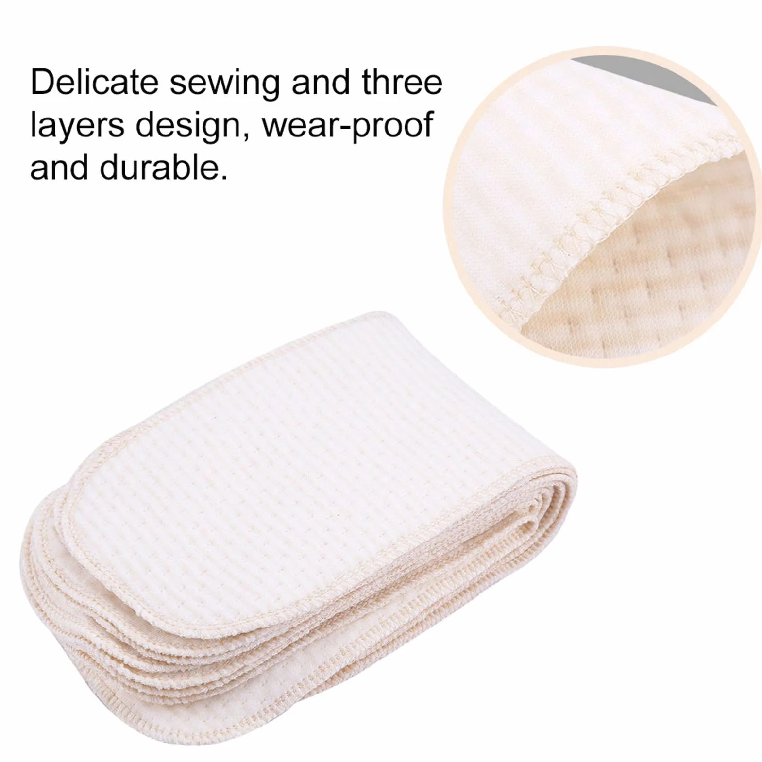 Couches Bébé Coton Doux Respirant Bonne Absorption D'eau Réutilisables Lavables 10 Pcs