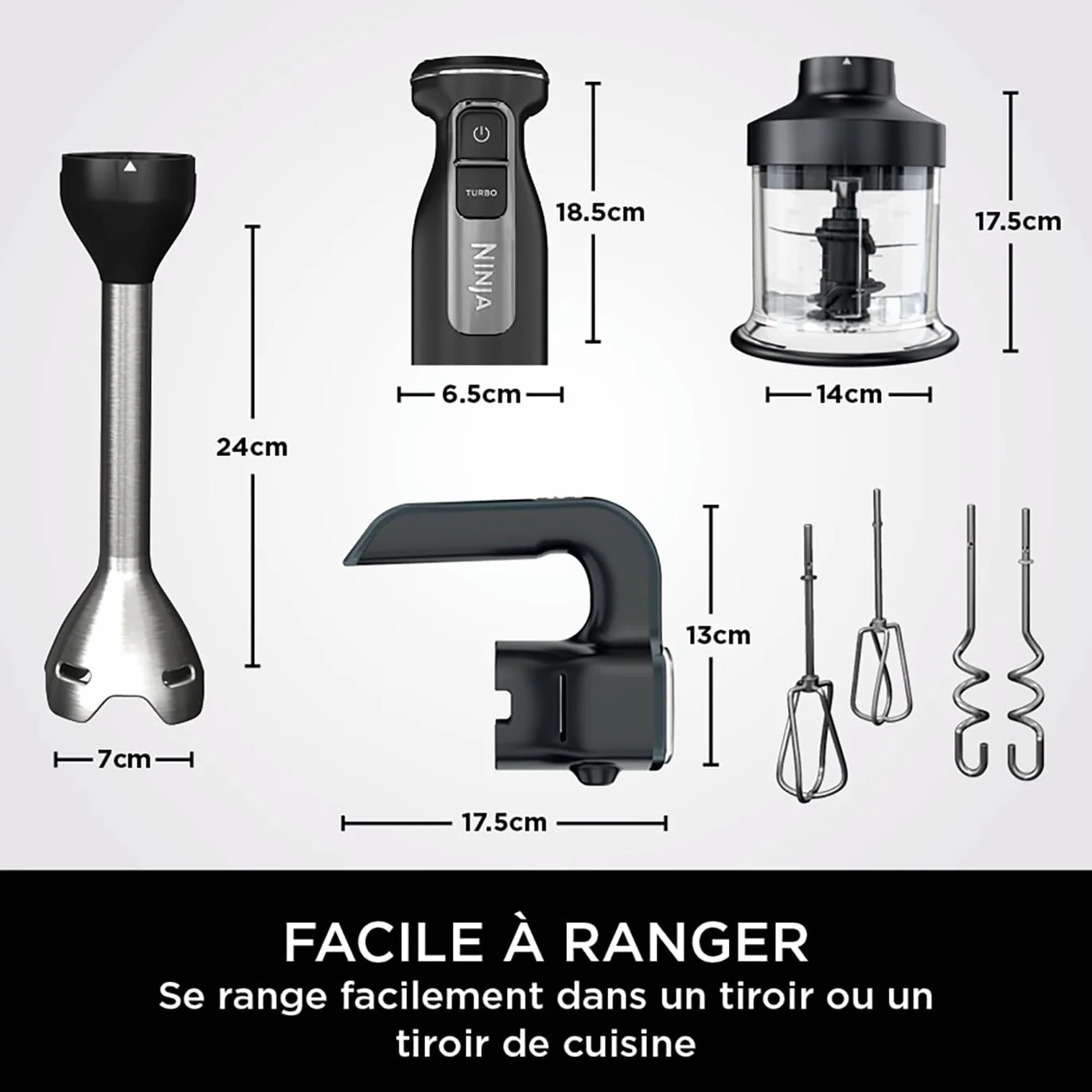 Ninja Foodi 3-en-1 Mixeur et Hachoir à main 850W noir CI100EU