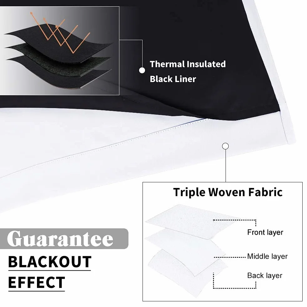 PONY DANCE Rideaux Occultant Blanc Pur L140 x H145cm 2 Pièces Doublure Noire