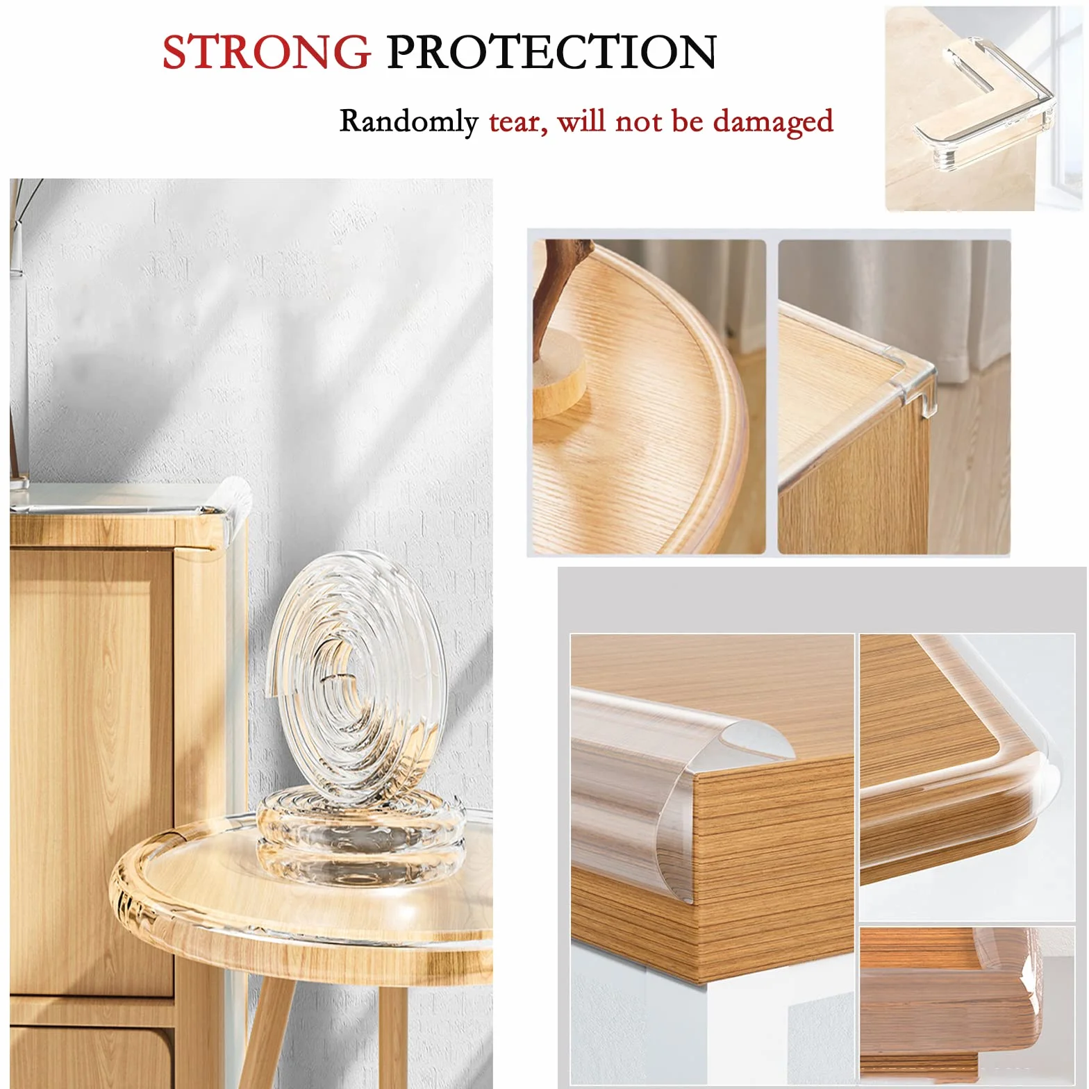 Protection Coin de Table Bébé 6/4/2 Mètres PVC Transparent Pré-adhésif Protecteur Bords Meubles