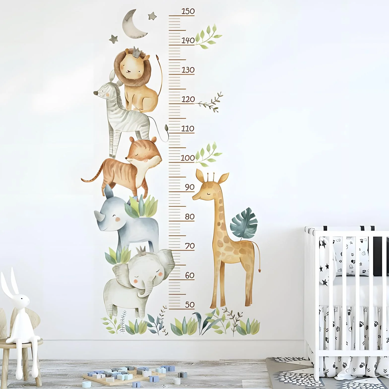 Sticker mural toise de mesure enfants 50-150 cm animaux forêt