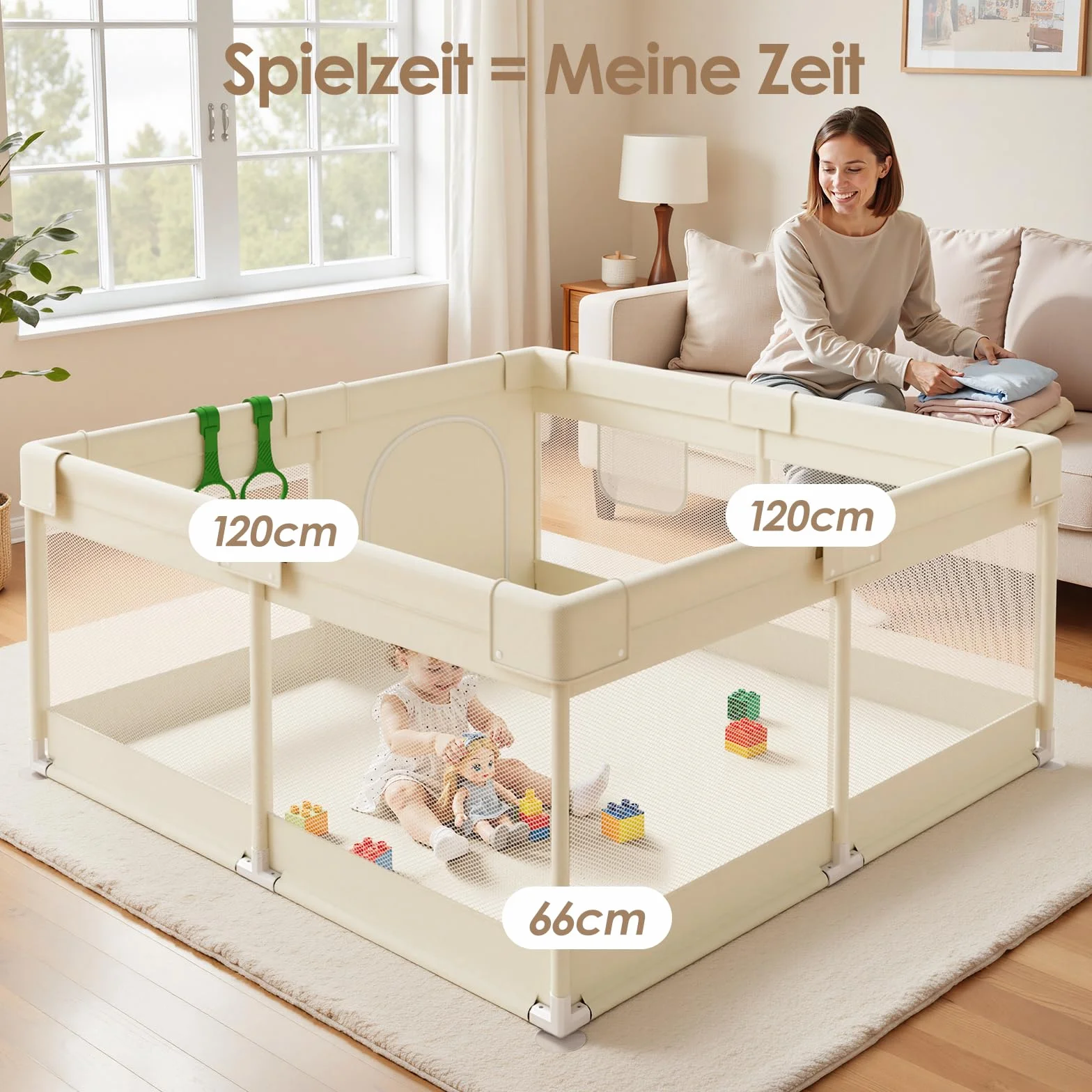 Fodoss Parc Bebe 120×120cm Maille Respirante Parc de Jeux Bébé