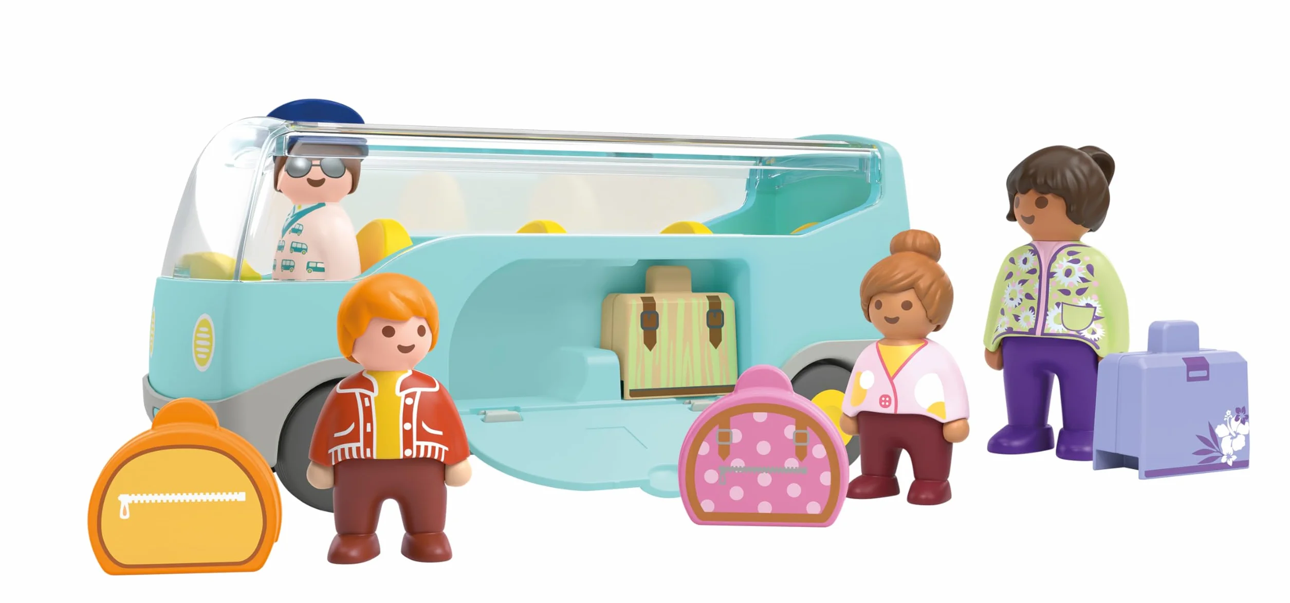 Playmobil 71682 Junior Autocar de Voyage avec Bagages et Figurines Jouet Végétal Dès 12 Mois