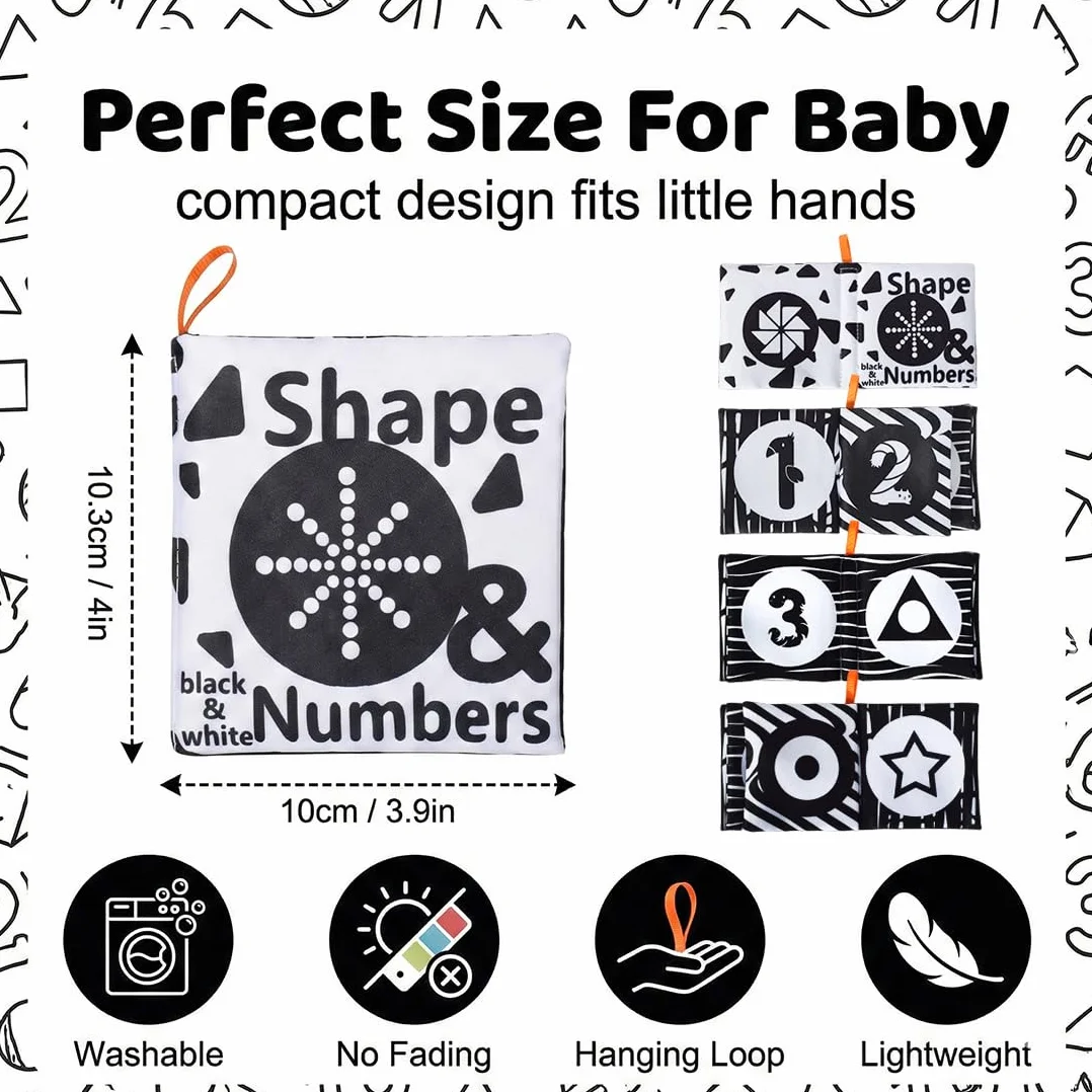 Livre d'Éveil Noir et Blanc Bébé 0-12 Mois, Haut Contraste, Jouet Montessori Cadeau de Naissance