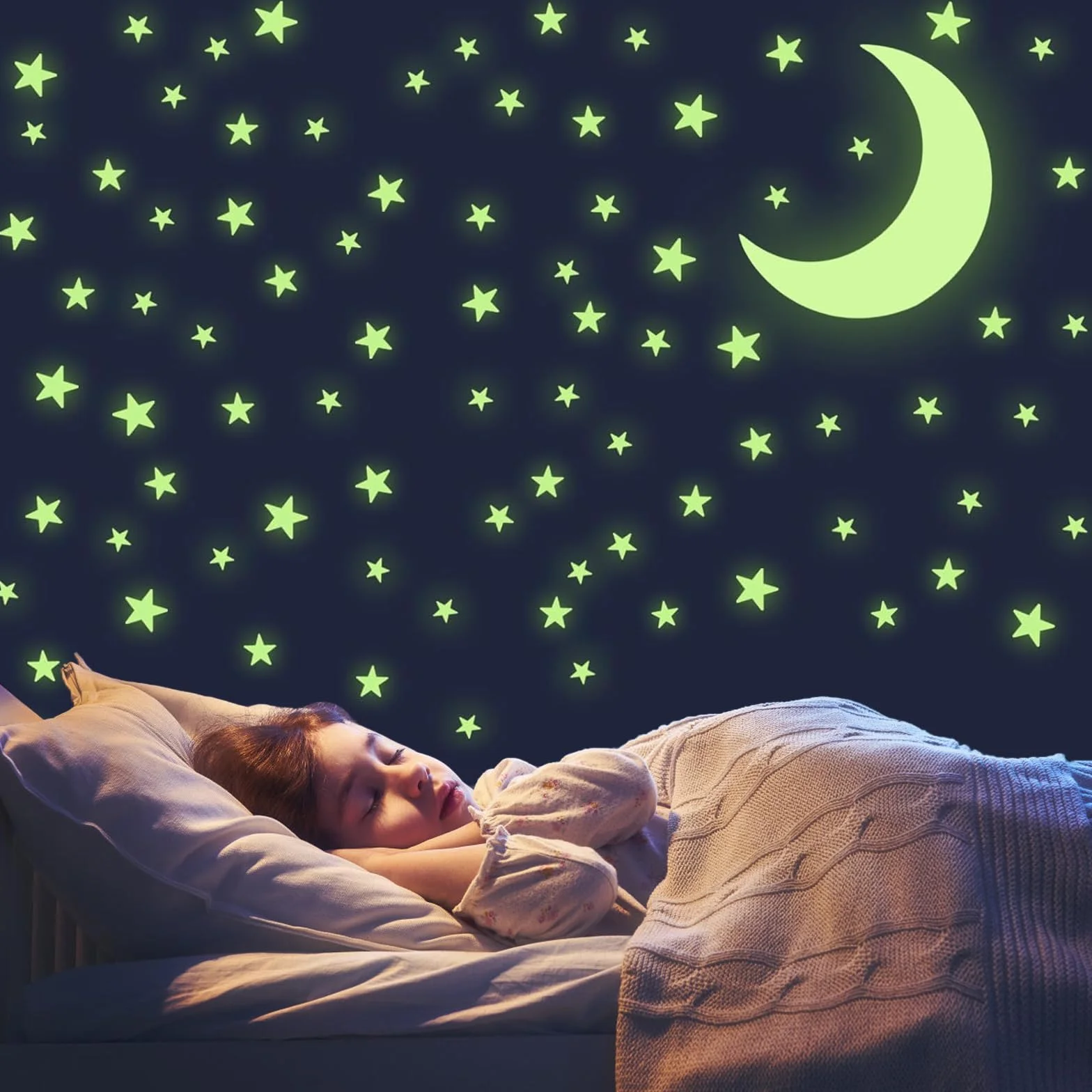 Autocollants Phosphorescent Étoiles et Lunes pour Chambre Enfant 462 Pcs Décoration Plafond