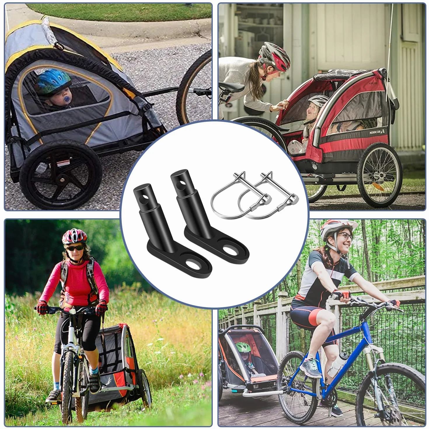 Connecteur de remorque de vélo 2 pièces, pour attelage de remorque enfant et chien
