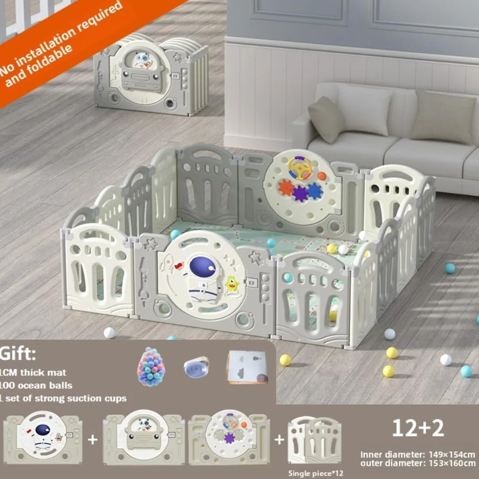 Parc Bébé Pliable Astronaute Sécurisé avec Accessoires Complets