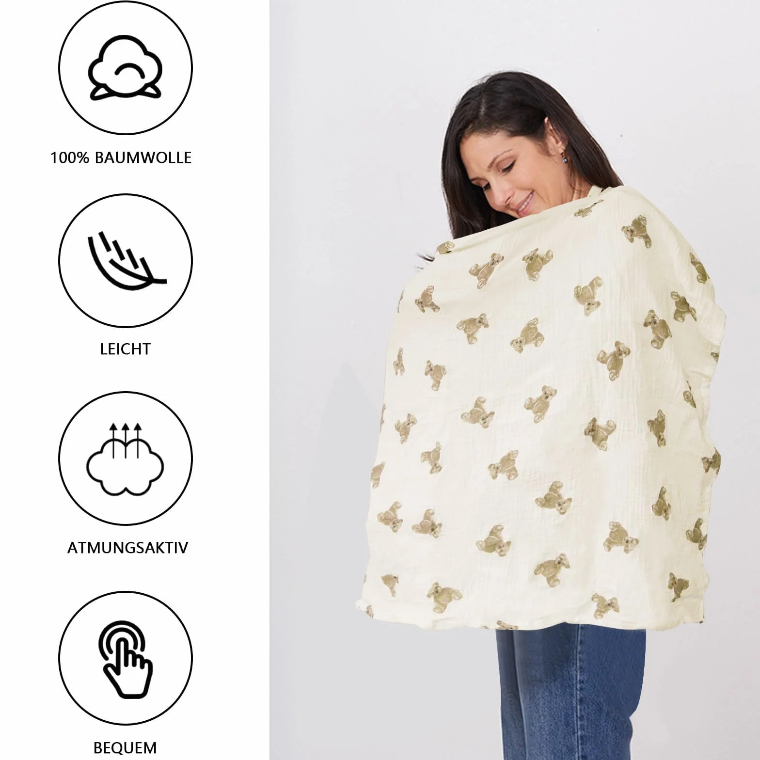 Couverture d'allaitement en mousseline pour bébé Douce et Respirante