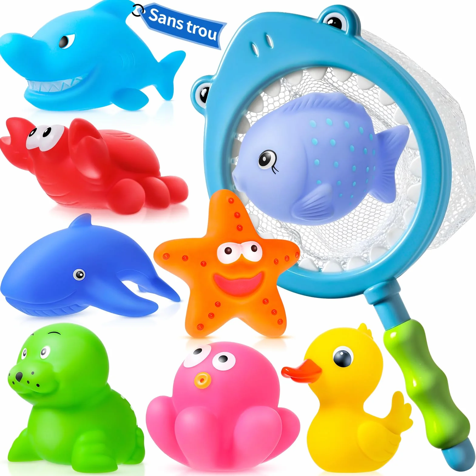 Jouet de Bain Bébé Animaux Marins Caoutchouc Canard 9 Pièces sans Trous sans Moisissures