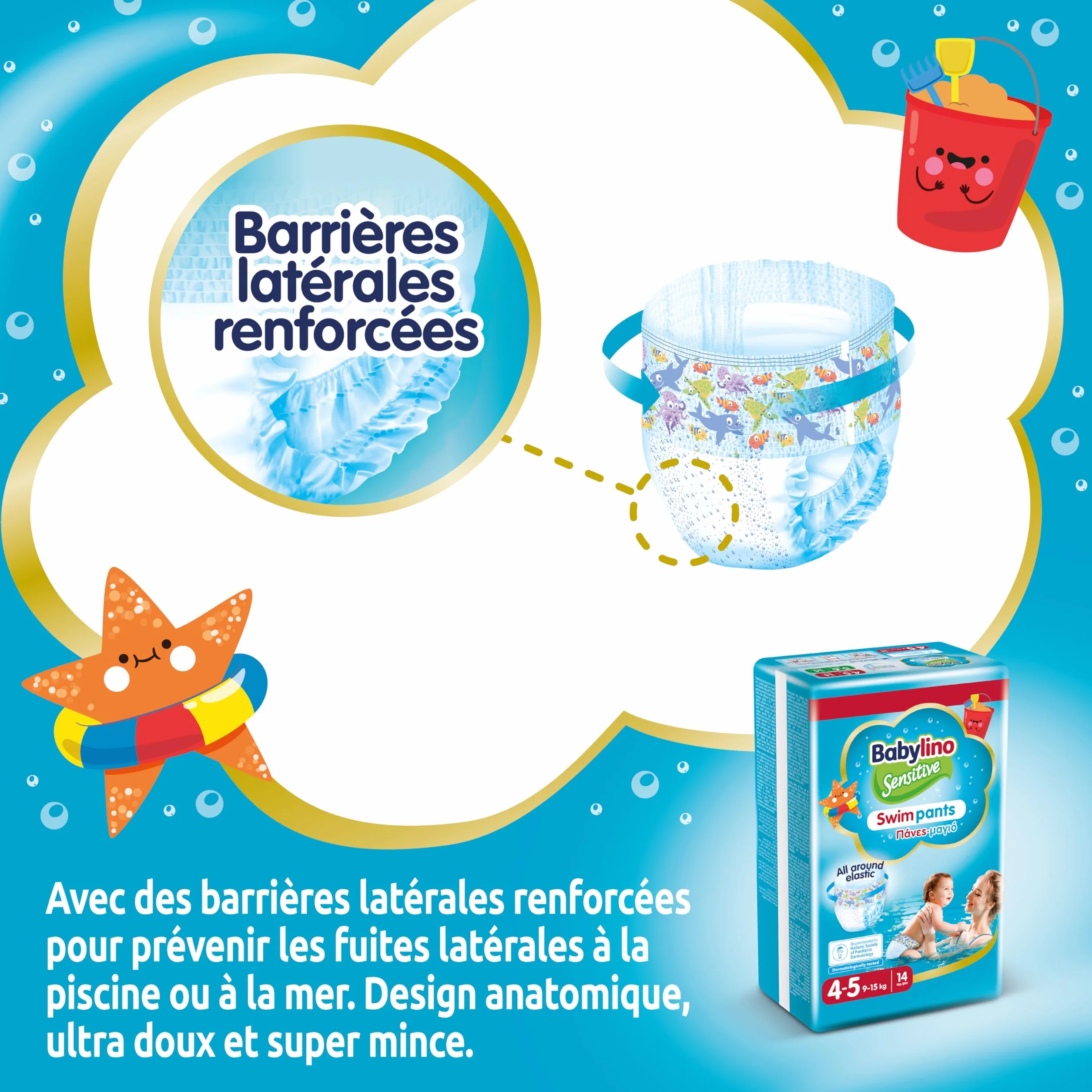 Babylino Sensitive SwimPants taille 4-5 (9-15 kg) 14 unités couches de mer piscine