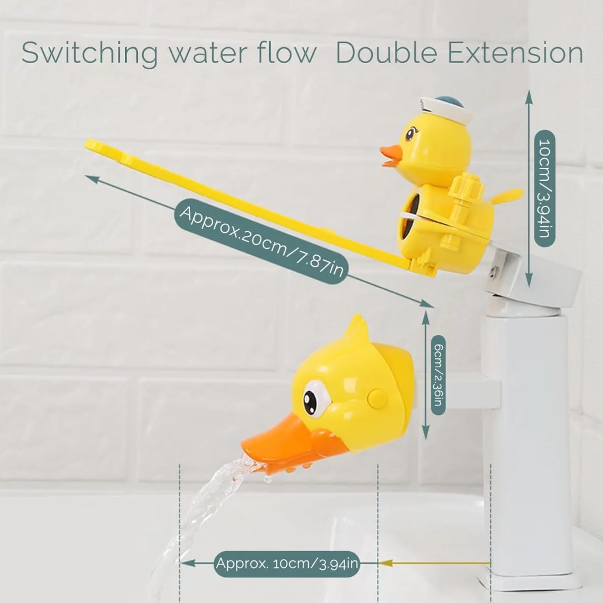Lot de 2 Prolongateurs de Robinet en Forme de Petit Canard Jaune, Rallonge de Lavabo pour Salle de Bain