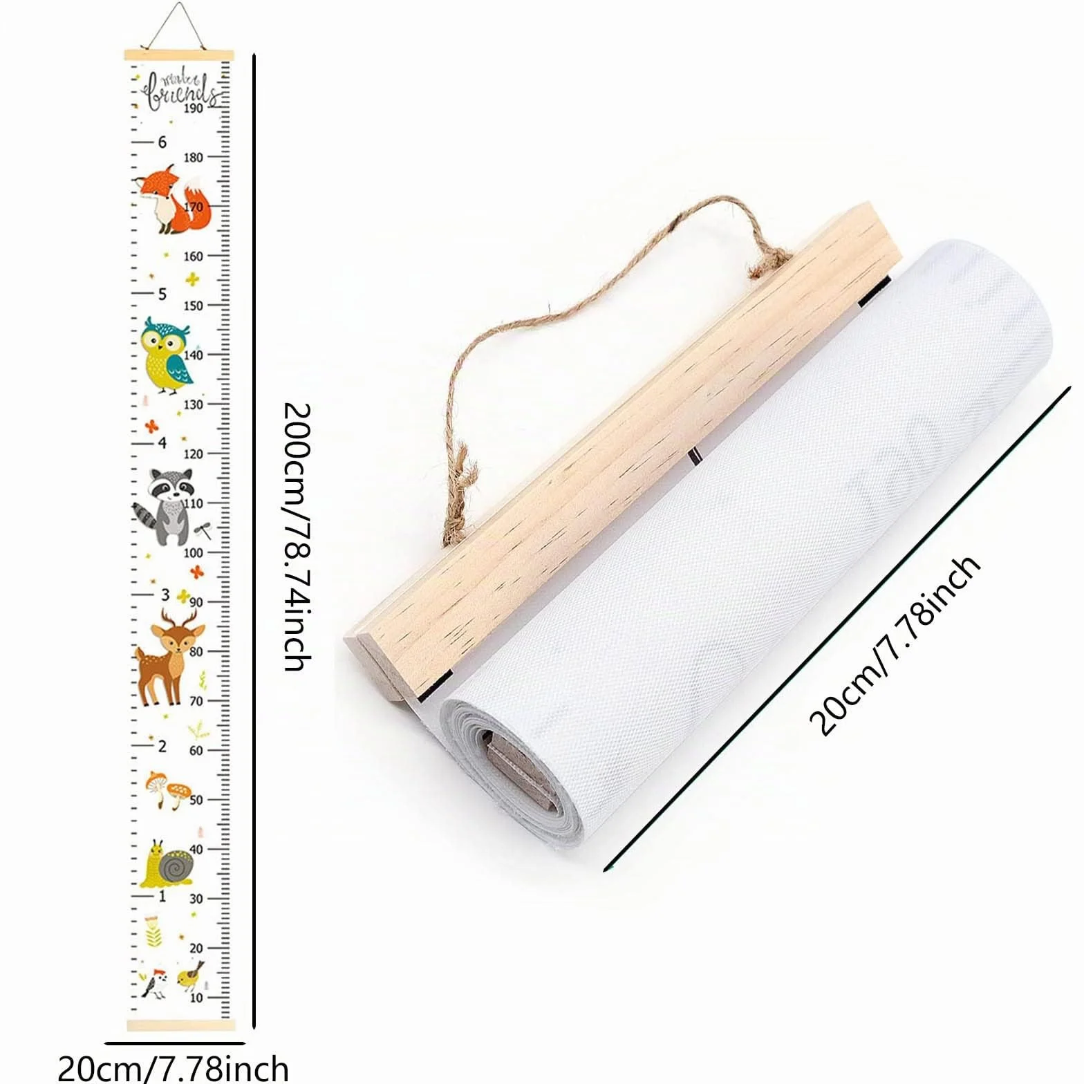 Toise Murale Enfant Motif Dessin Animé, Règle de Mesure Bébé Fille Garçon, Décoration Murale Chambre Enfants 200cm x 20cm
