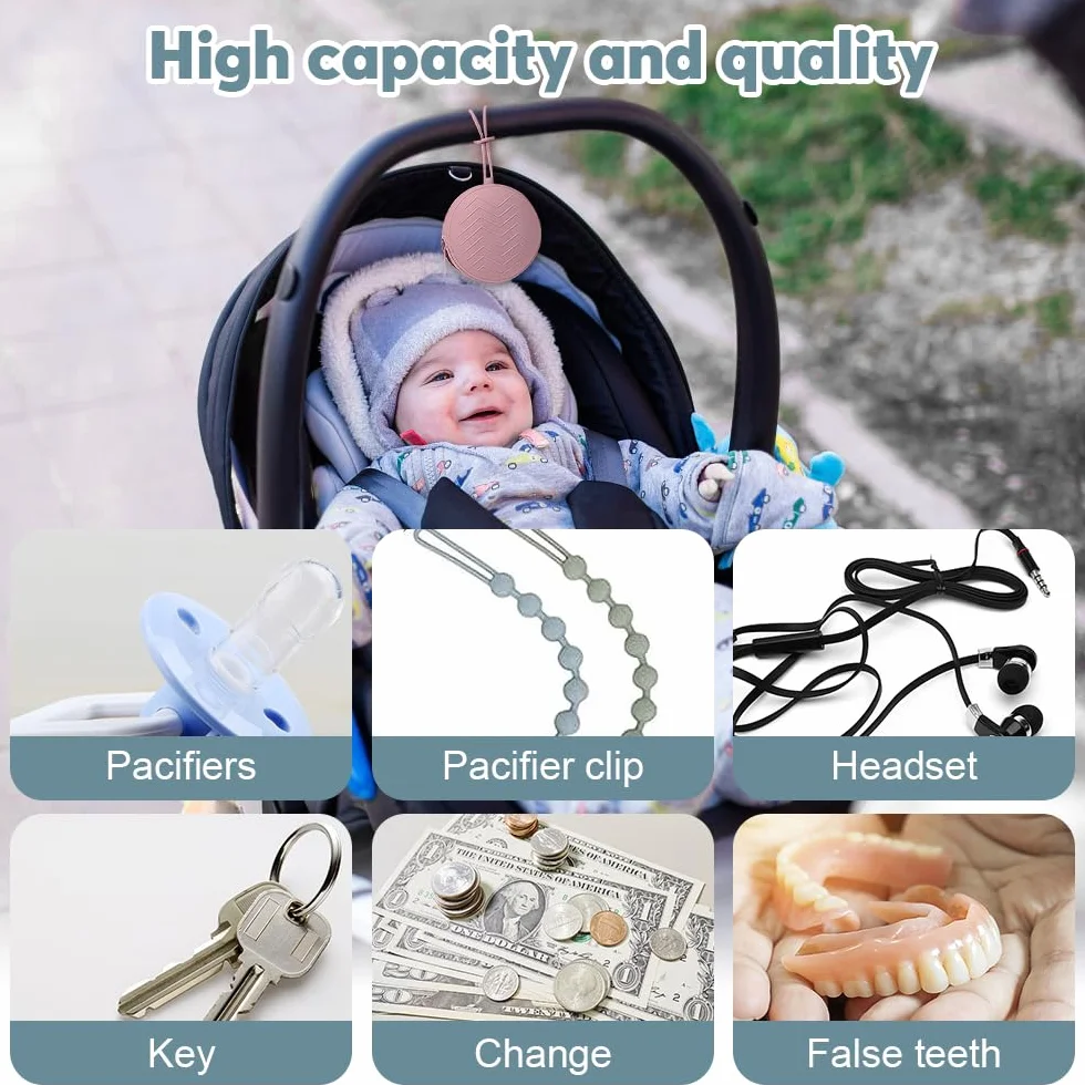 Mizikuu Boîte à Tétine Bébé Silicone, 2 Pièces Étui Porte-Sucette Sans BPA, Gris, Brun