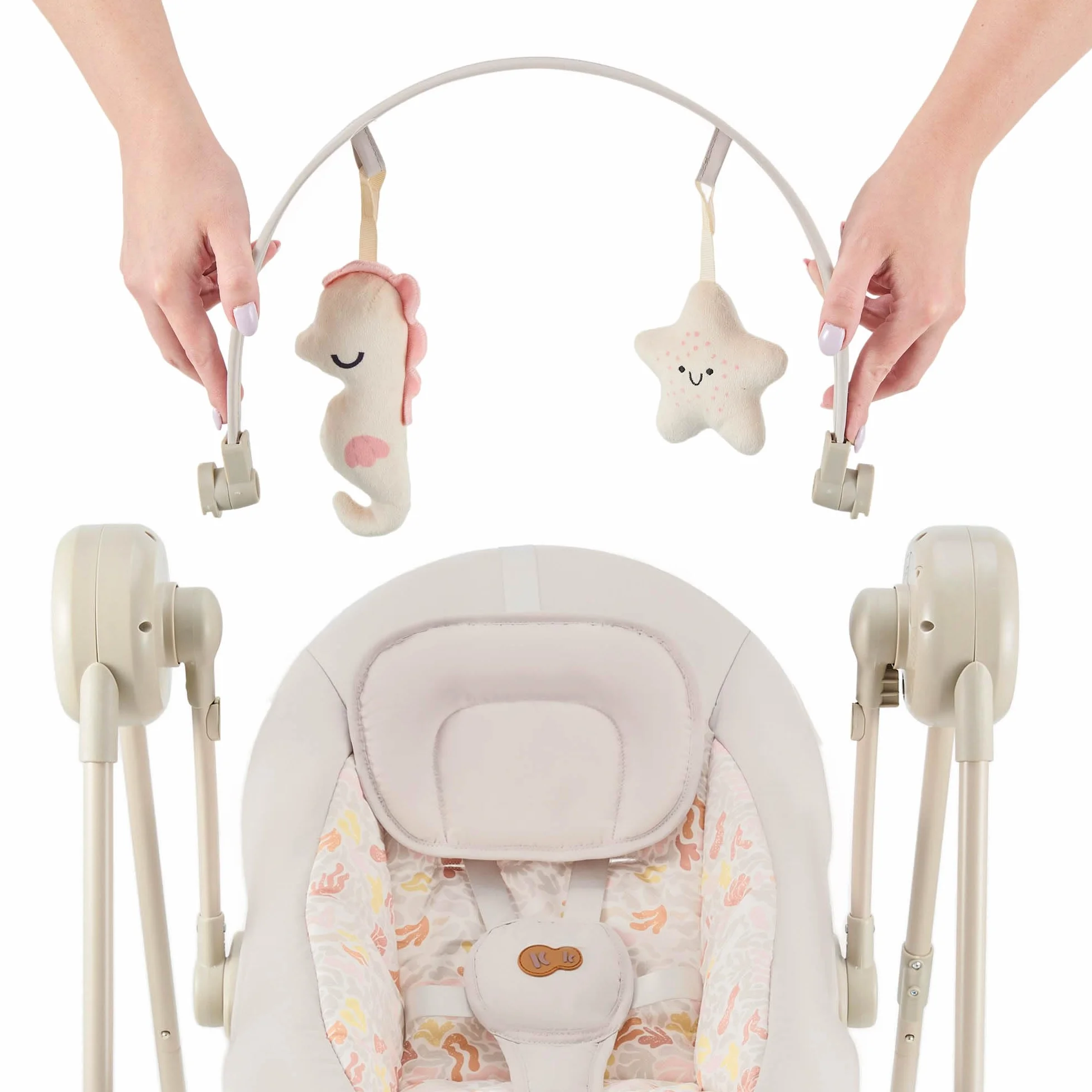 Kinderkraft SWINGEE Transat bébé balancelle dossier réglable 8 mélodies apaisantes berceau pliable Beige
