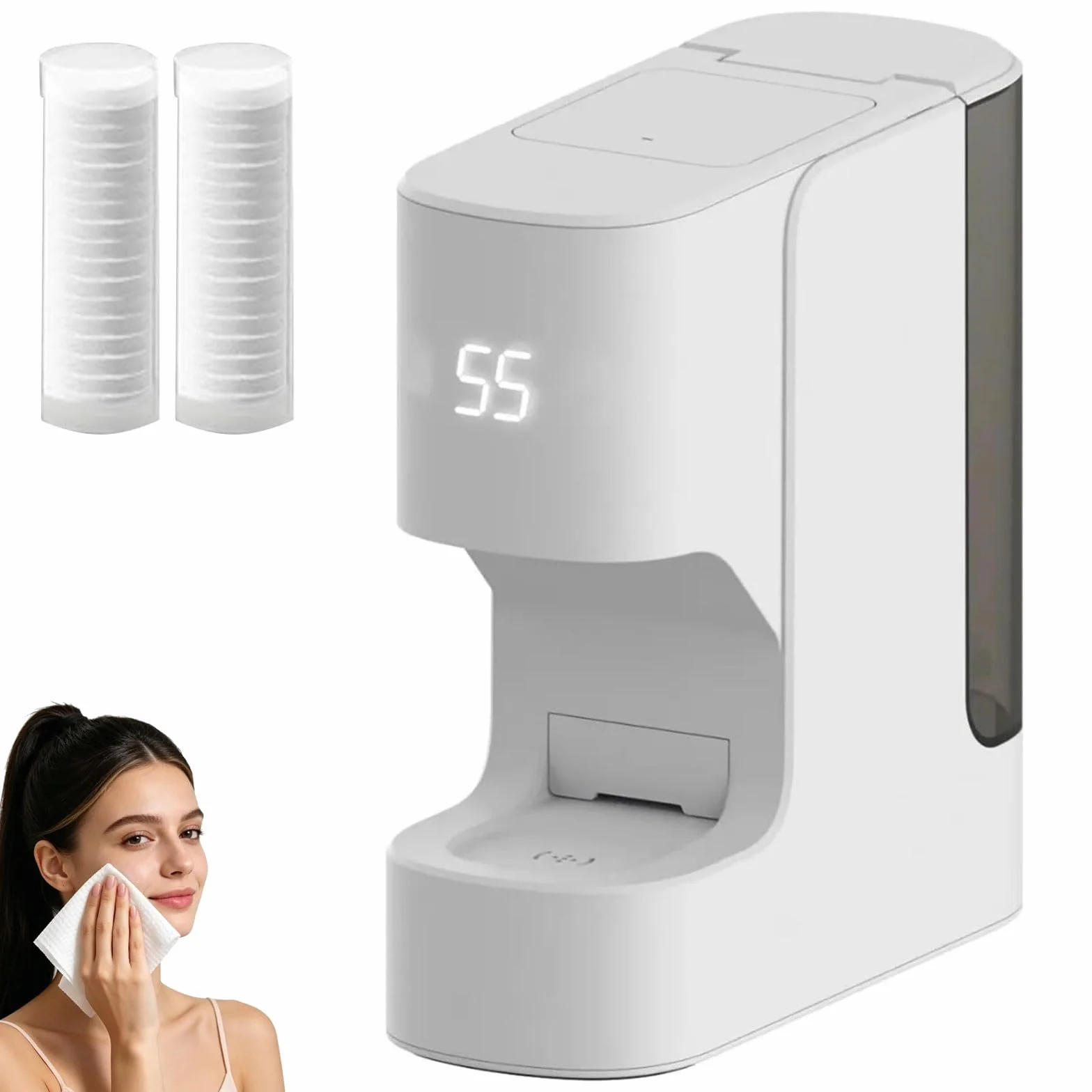 Distributeur de Serviettes Chaudes Intelligent 40 Serviettes Compressées 55℃ Chauffage 5s