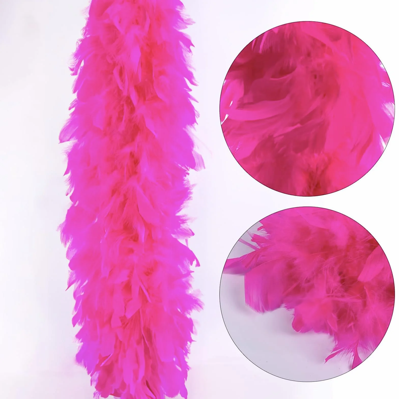 Boa en Plumes 2M 80g Rose Rouge Déguisement Carnaval Fête Costume DIY Accessoire