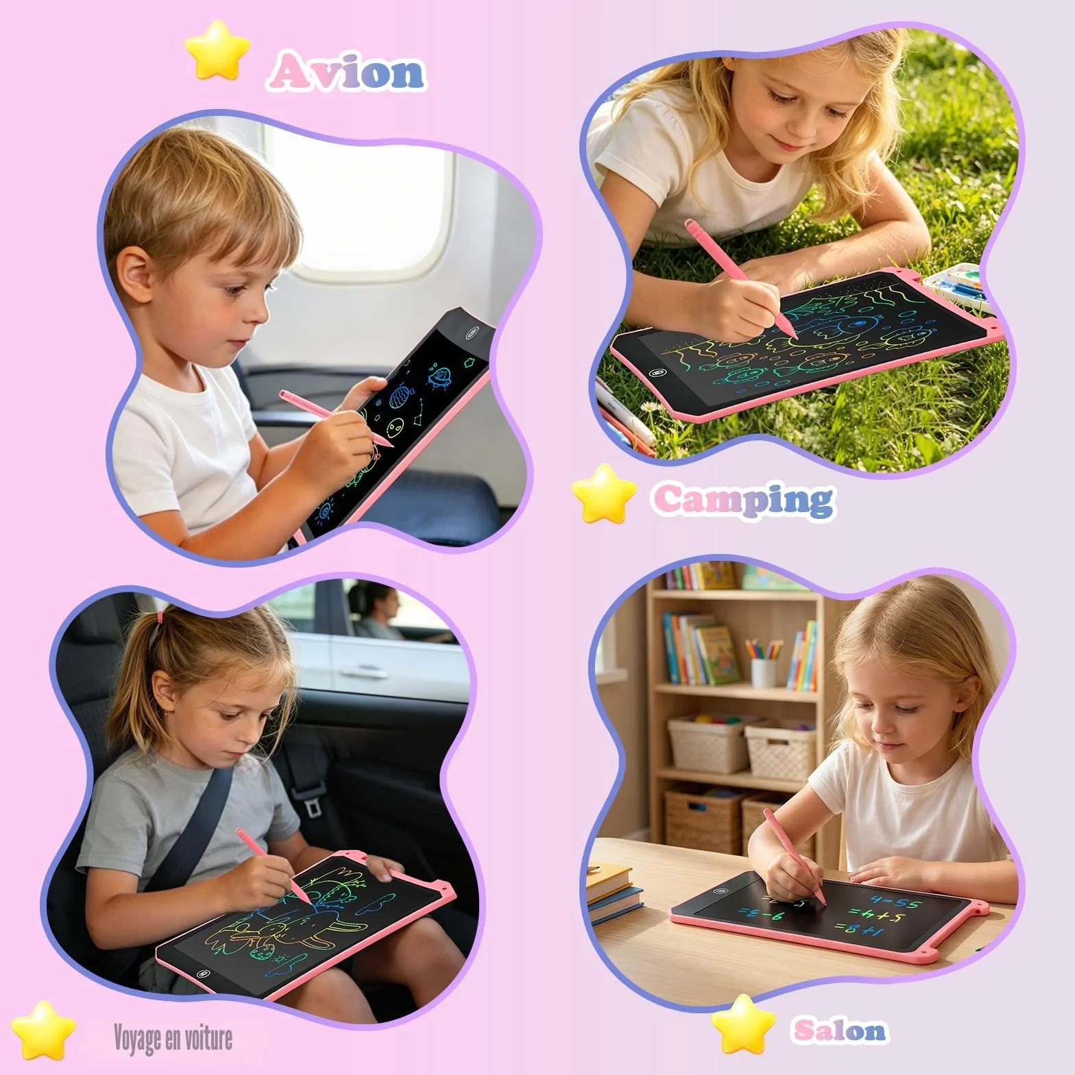 BlueSwan Tablette Dessin Enfant 10 Pouces, Ardoise Magique avec Verrouillage, Cadeau Garçons Filles Rose