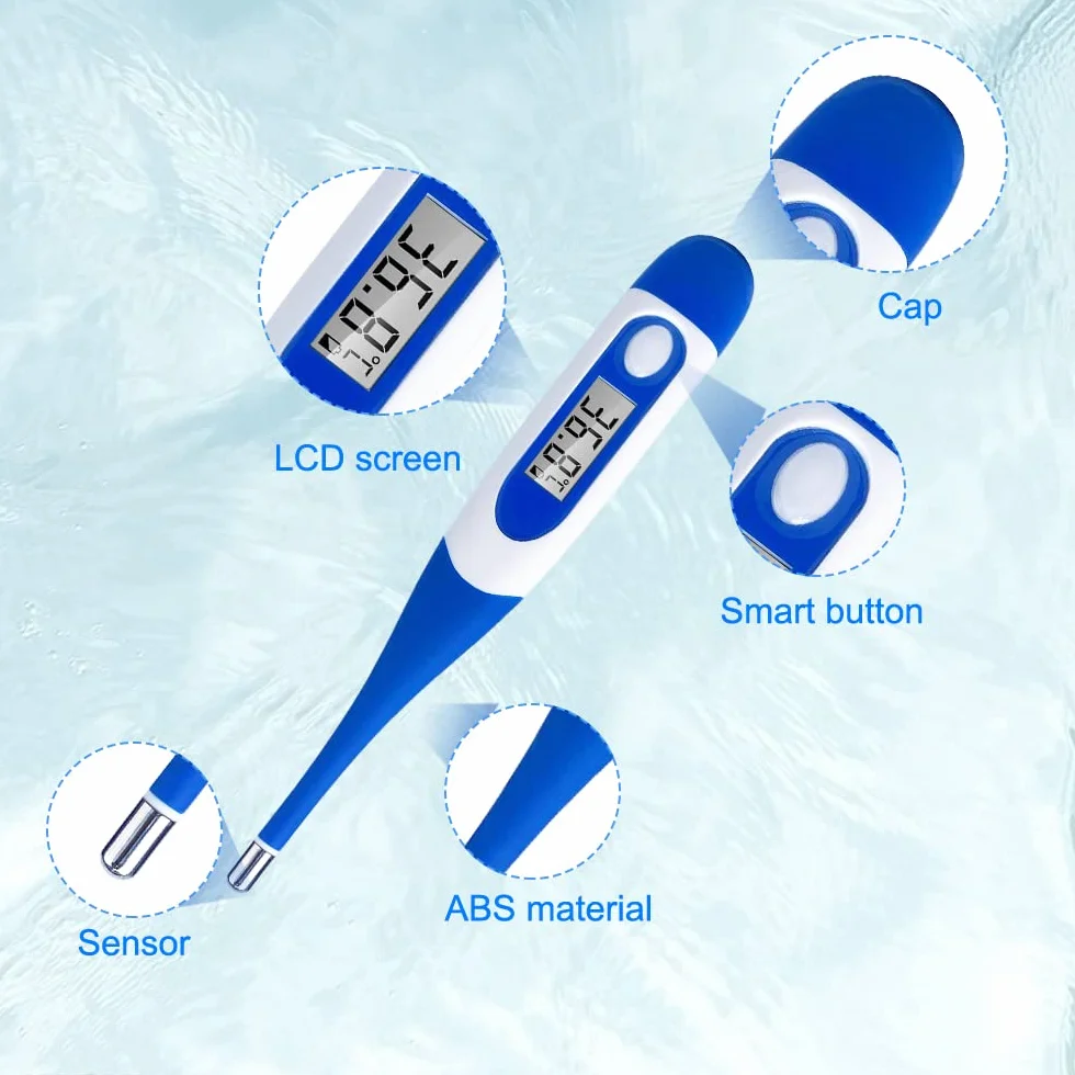 Berrcom Thermomètre Flexible Médical Buccal Avant-Bras étanche avec Alarme de Fièvre