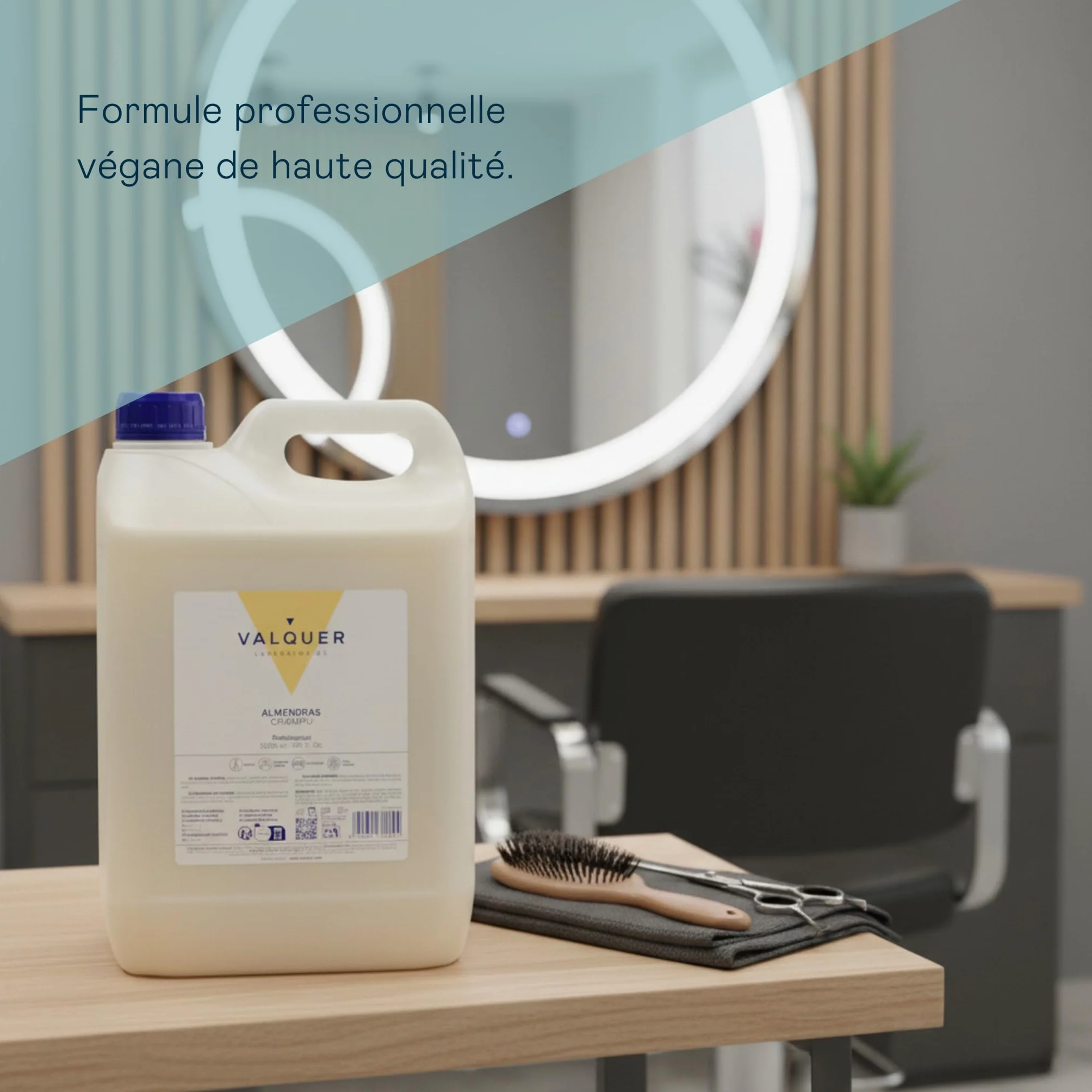VALQUER Shampoing Professionnel Amande Douce 5L - Shampoing Usage Fréquent Vegan Sans Silicones