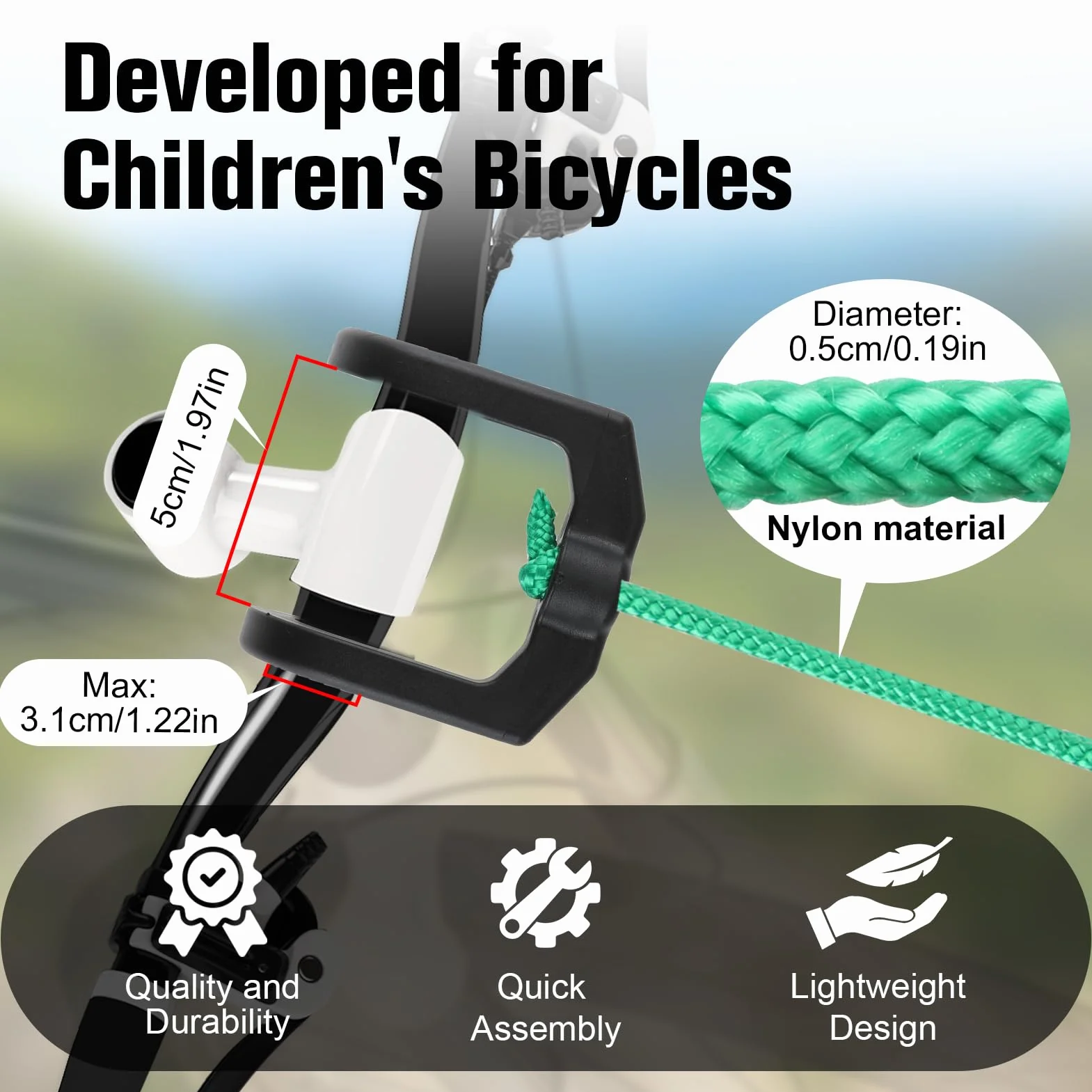 Barre de Remorquage Vélo Enfant Rétractable 2,5 m Câble Traction VTT
