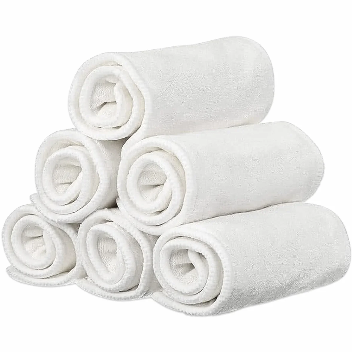 Lot de 6 inserts en microfibre de bambou pour adultes, 4 couches, lavables, réutilisables, grands absorbants