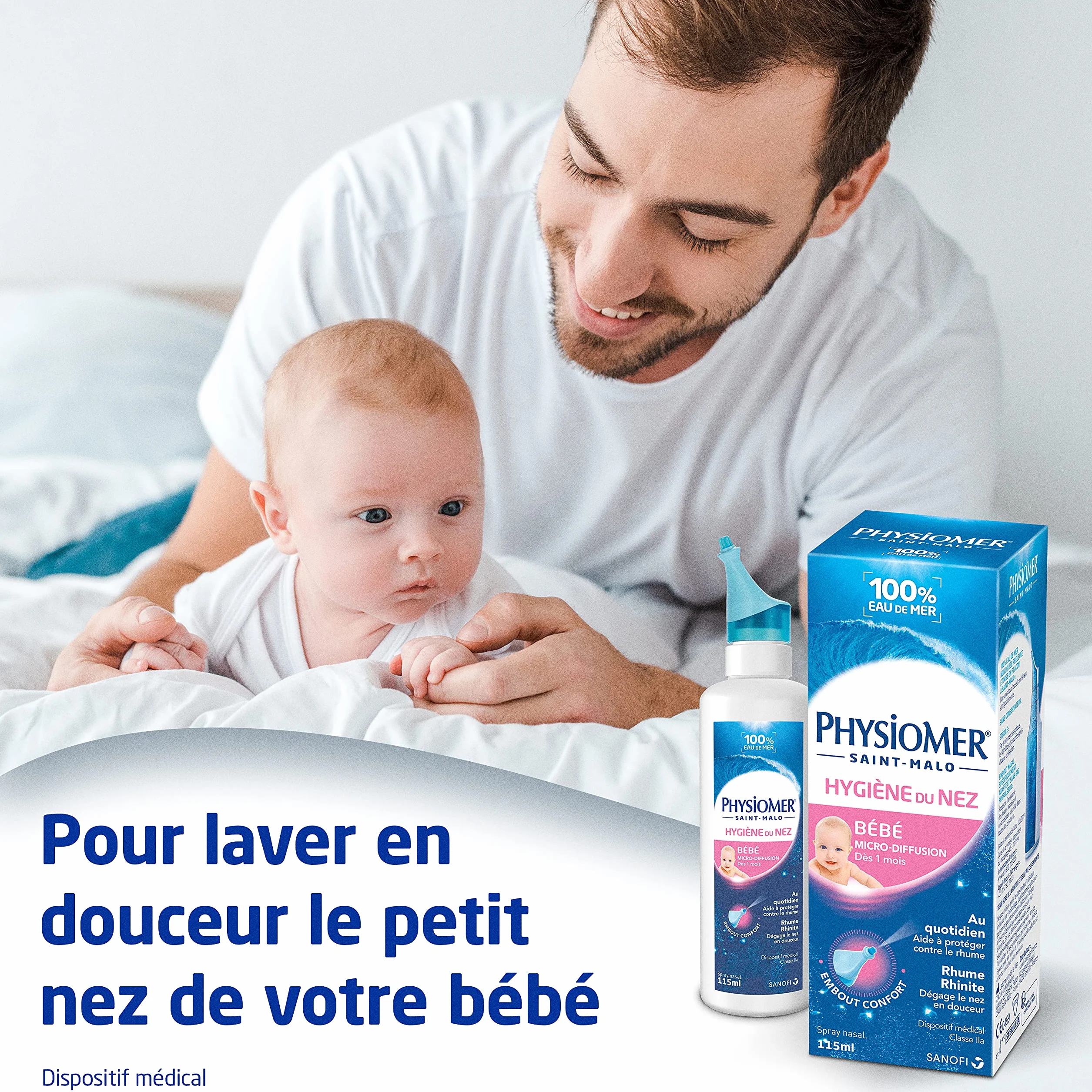 Physiomer Micro-Diffusion Spray Nasal 115 mL Dispositif Médical Hygiène du Nez Rhume et Rhinite