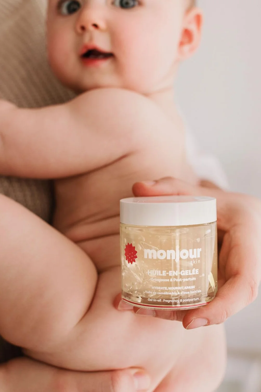 Huile-en-Gelée Grossesse Post-Partum Naturelle 98% Prévention Vergetures Caméline Bio Inca Inchi Nourrit Hydrate Apaise Peau