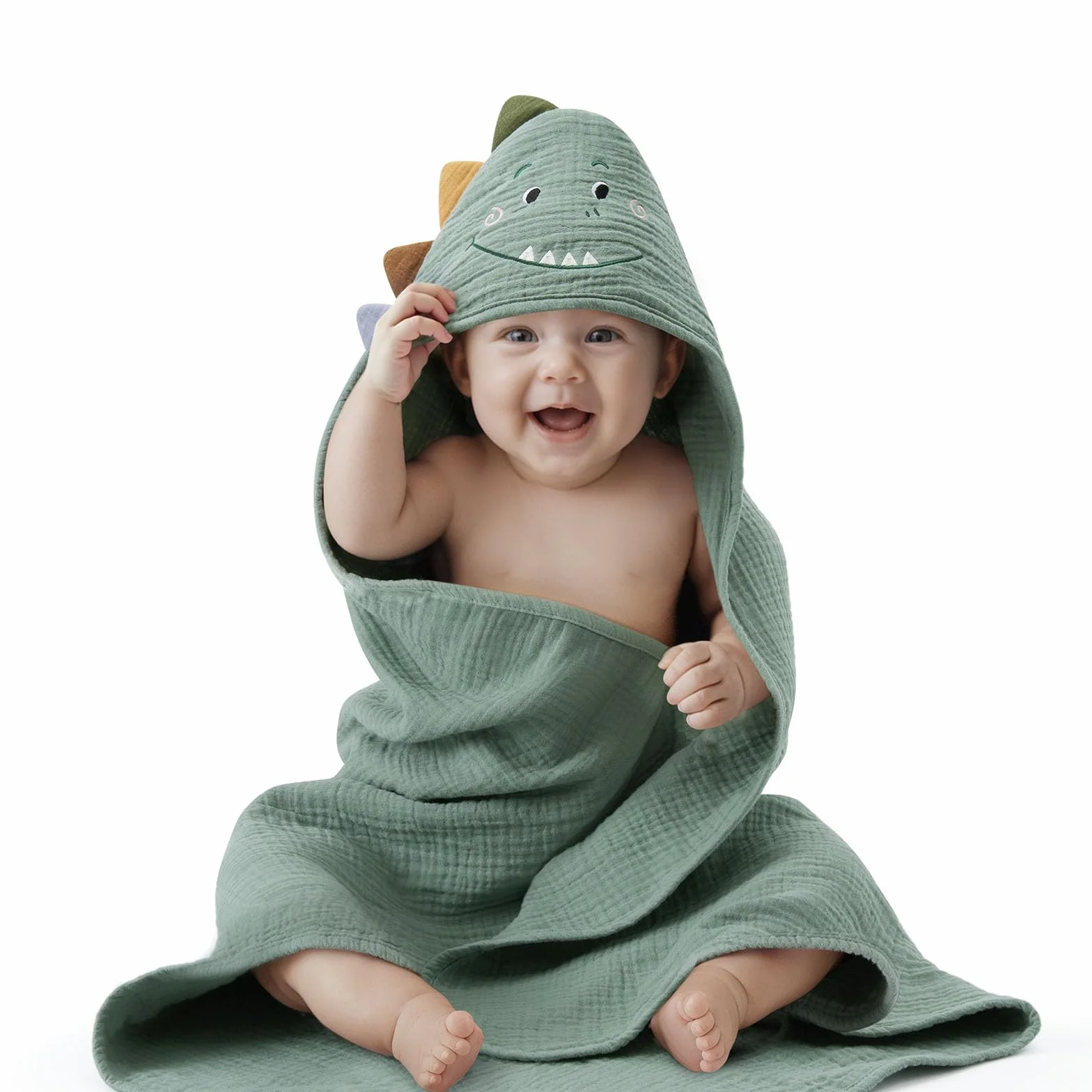 Cape de Bain Bébé en Muslin Blissful Diary 81x81 cm Dinosaure