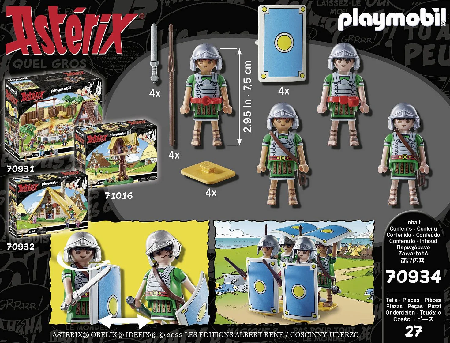 Playmobil 70934 Astérix Les légionnaires Romains Quatre Romains Casques épées boucliers Dès 5 Ans