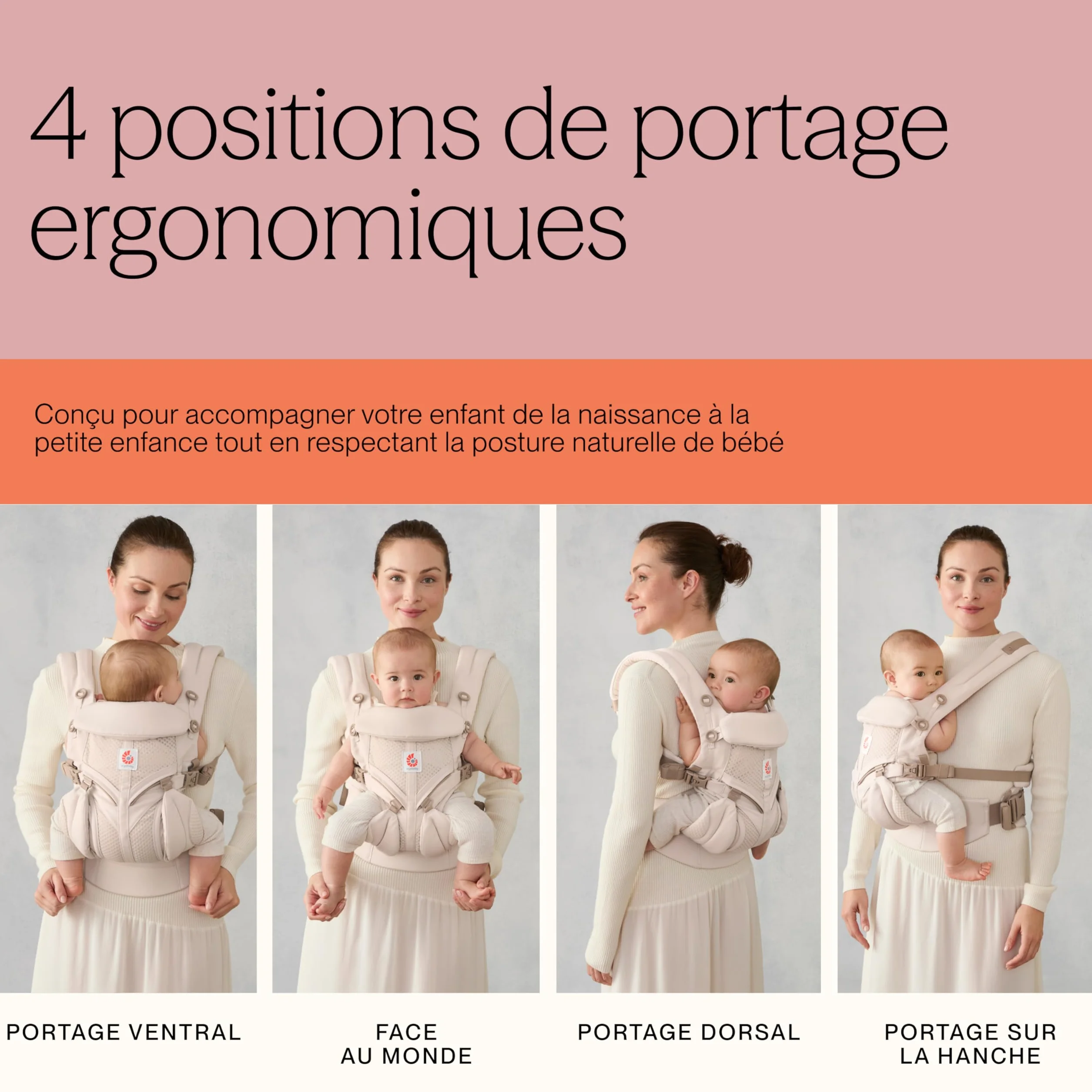 Ergobaby Omni 360 Porte Bebe Ergonomique Physiologique Nouveau ne, Cool Air, Onyx Noir